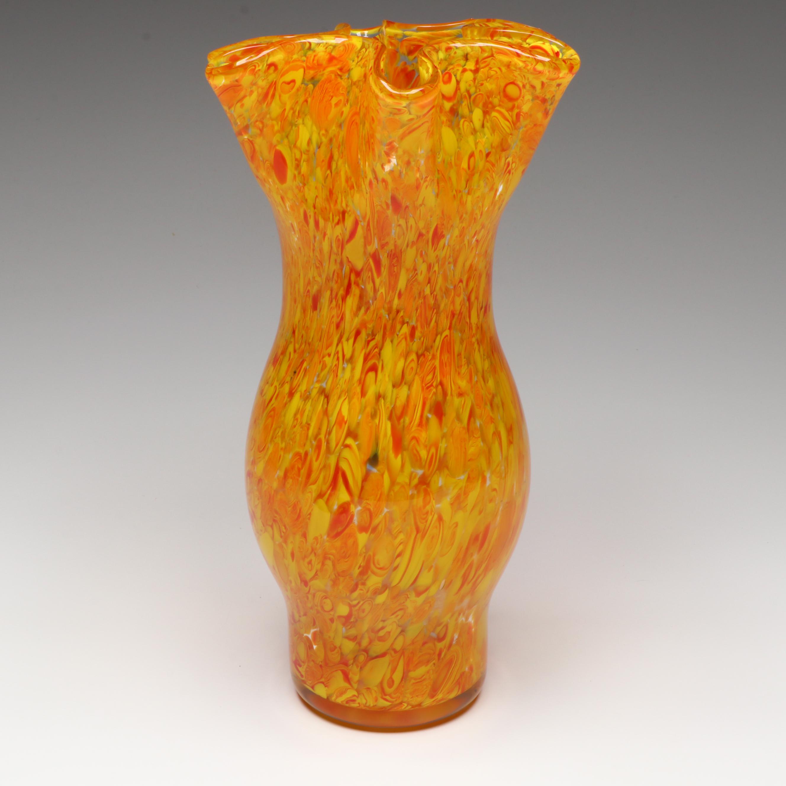 Hanna Bahral Fused Glass Decorative Plate Depicting Jerusalem with Vase