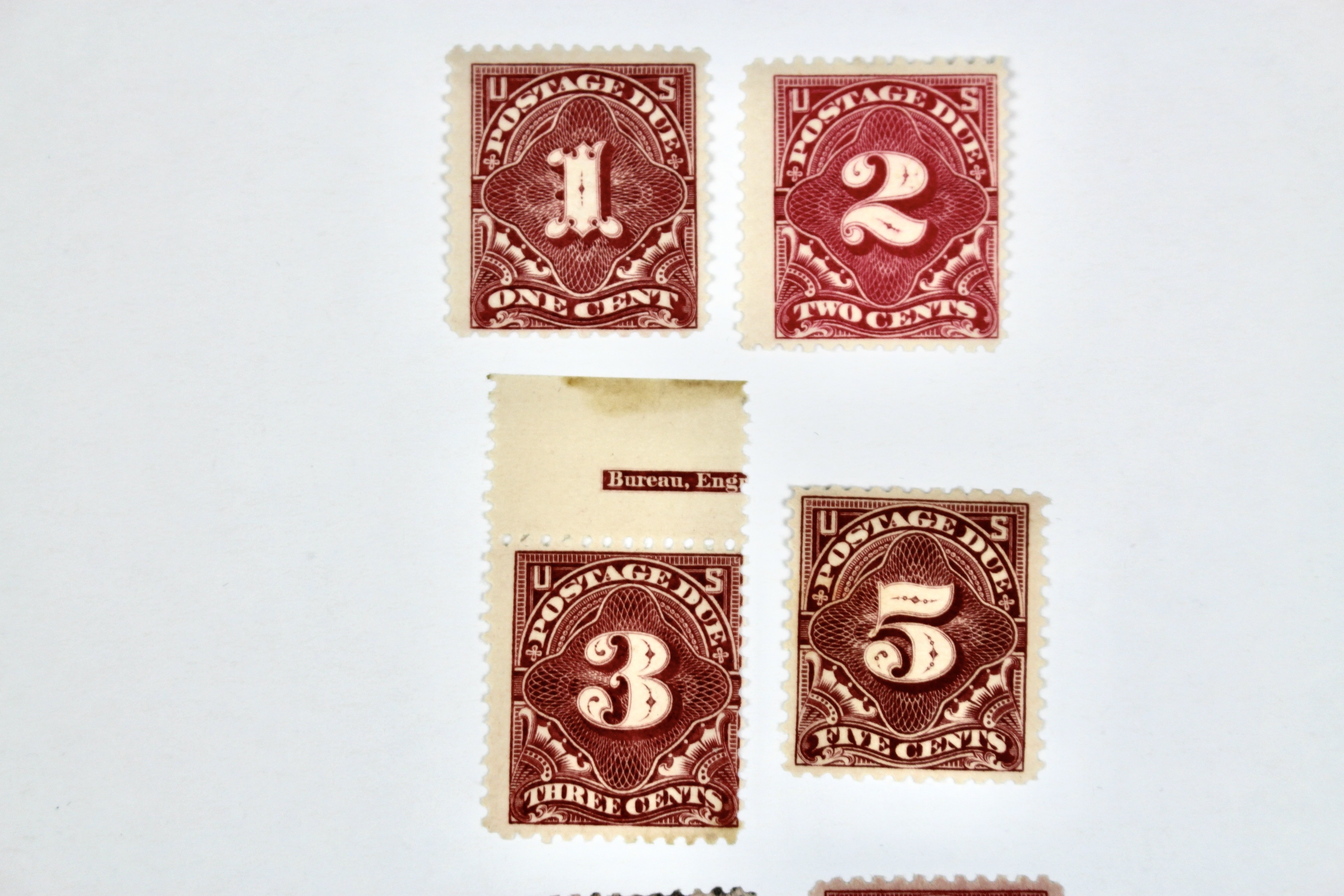 Nine Early U.S. Postage Due Stamps