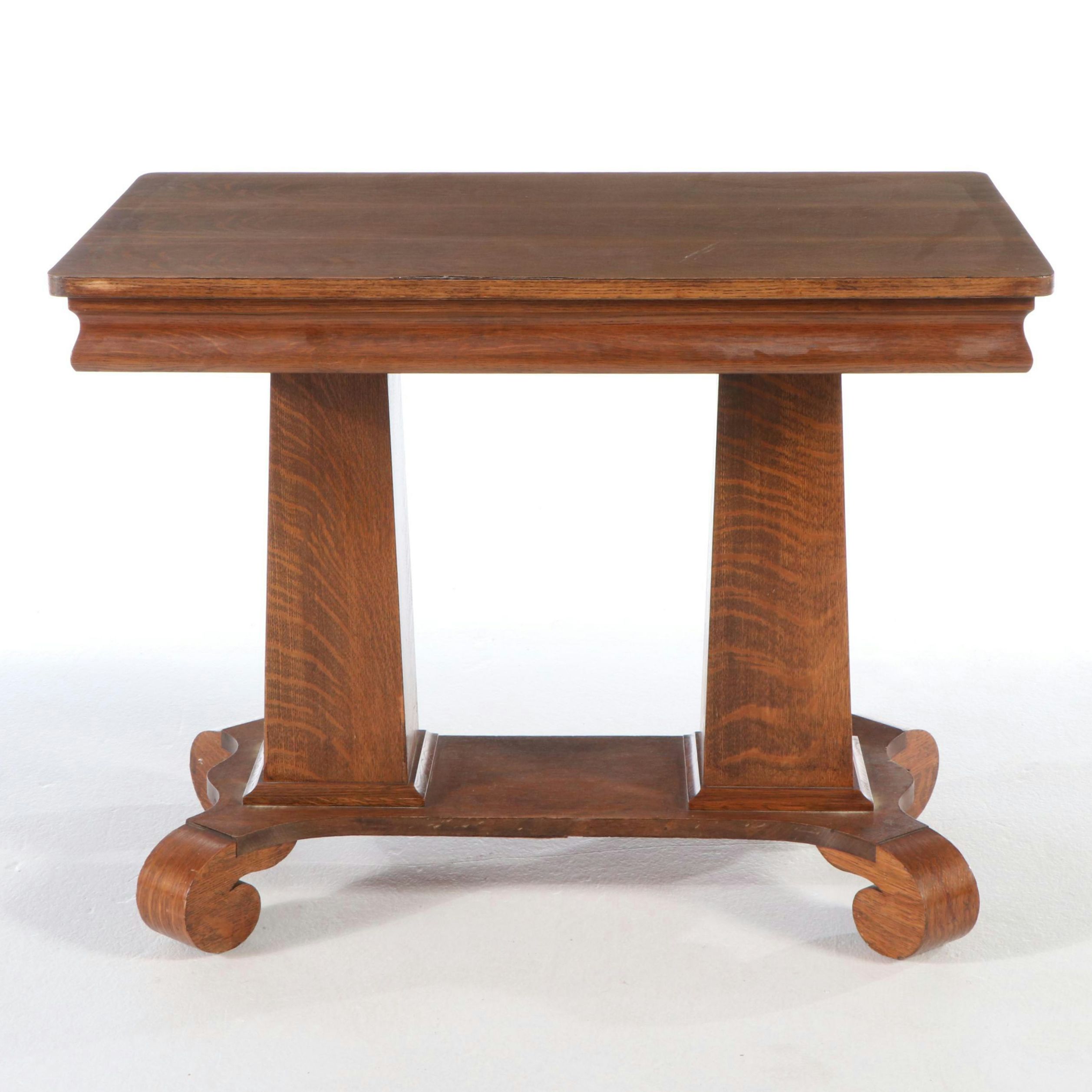 Arts & Crafts Style Tiger Oak Library Table, Late 19th/Early 20th Century