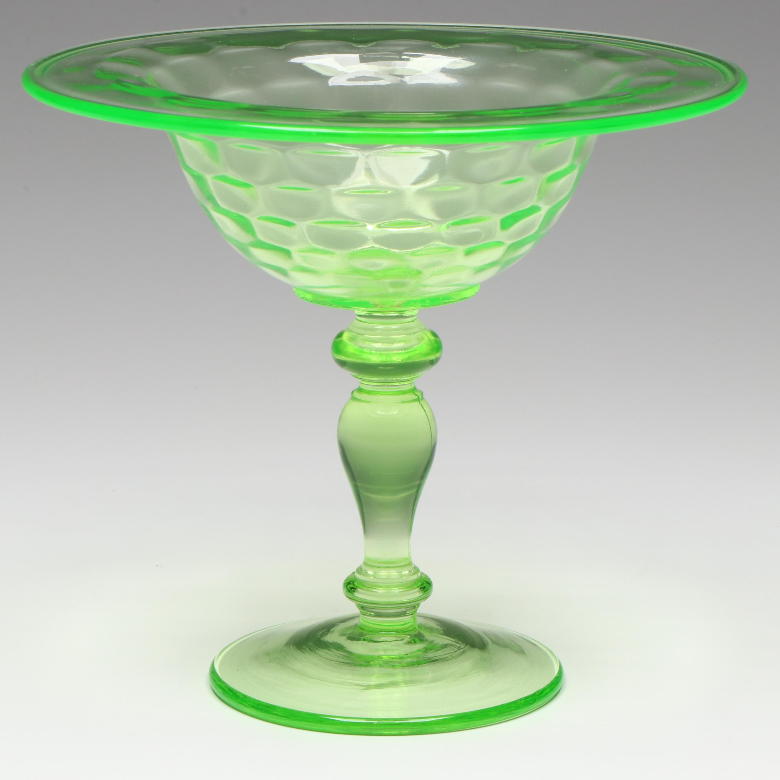 Fenton "Hobnail Topaz" Uranium Glass Candle Holder with Other Candy Dish