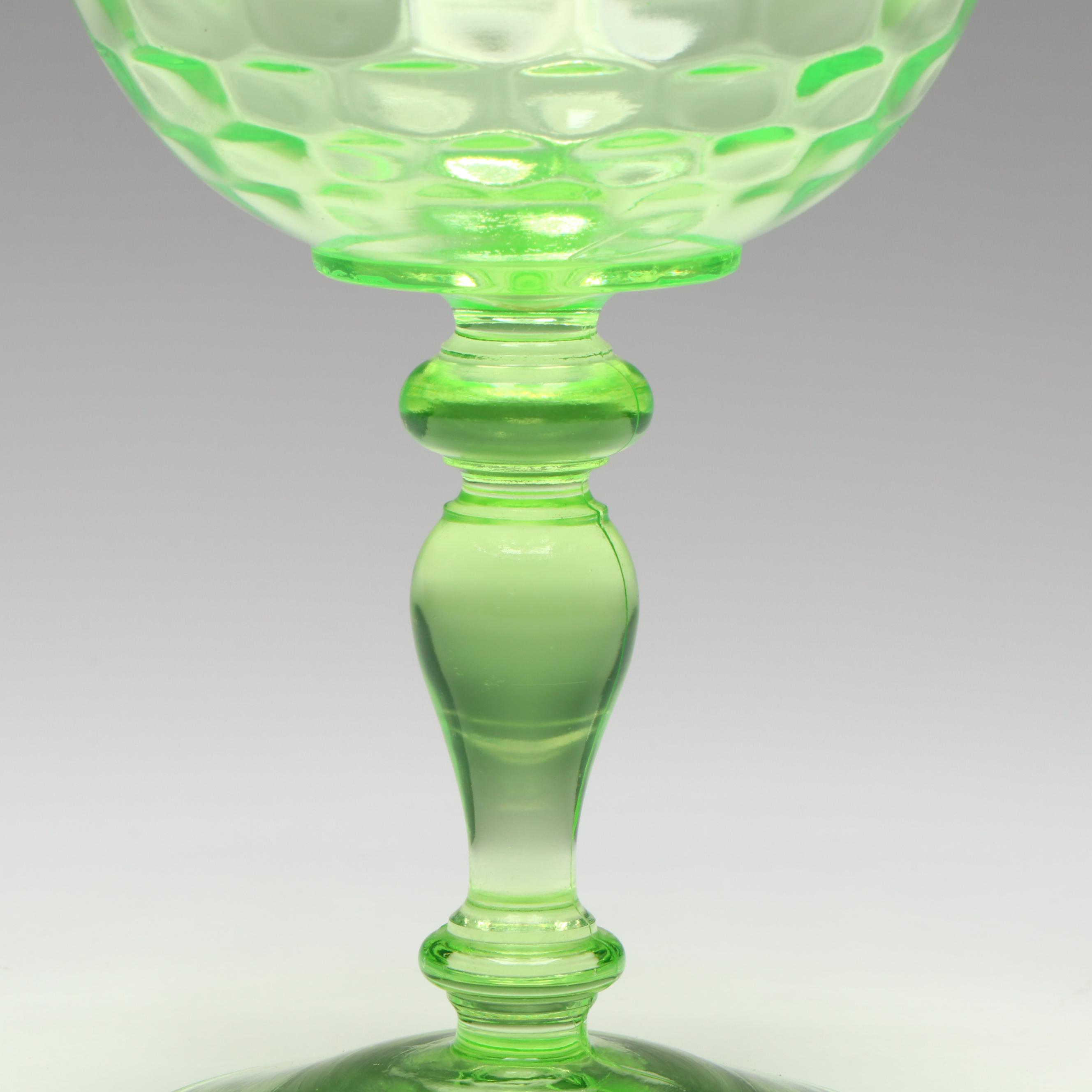Fenton "Hobnail Topaz" Uranium Glass Candle Holder with Other Candy Dish