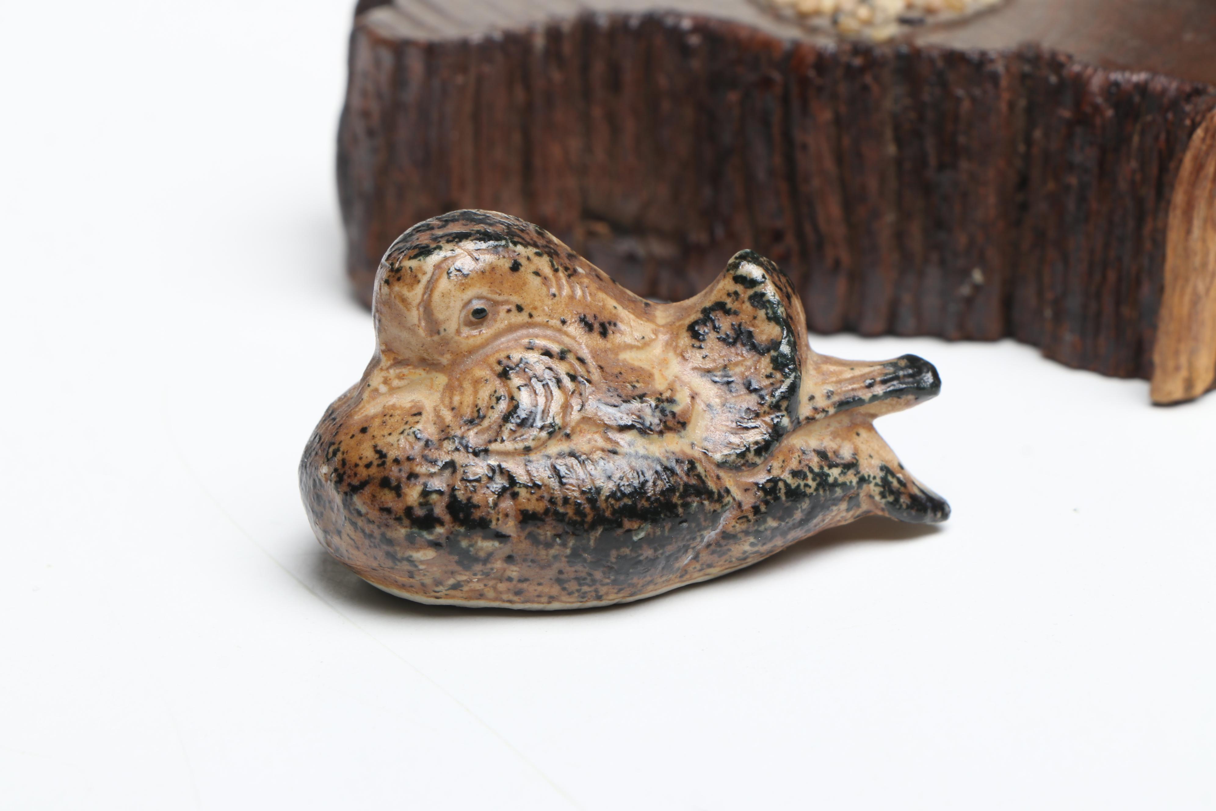 Wooden Pig Sculpture with Other Decor, Mid to Late 20th Century