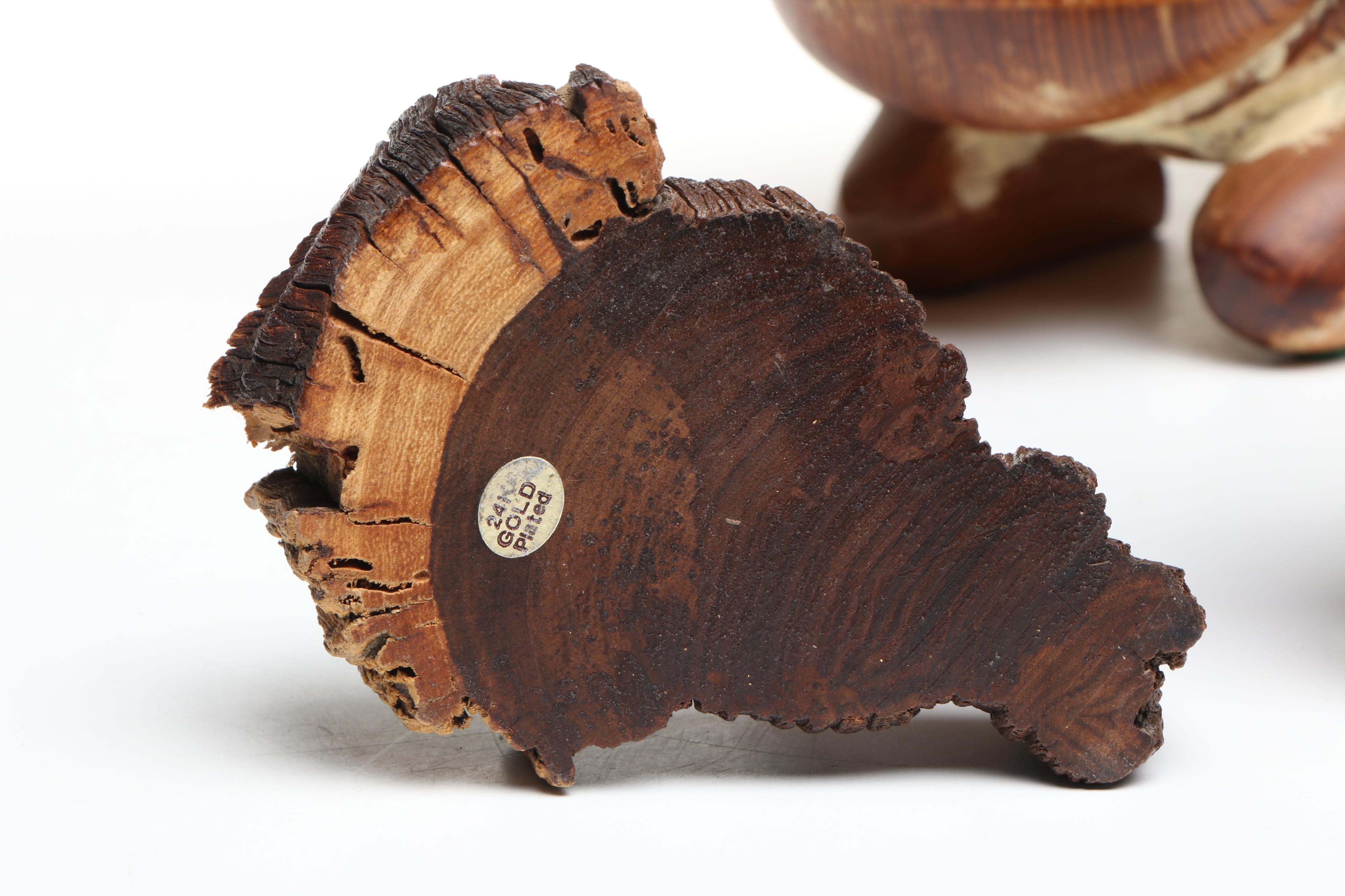 Wooden Pig Sculpture with Other Decor, Mid to Late 20th Century