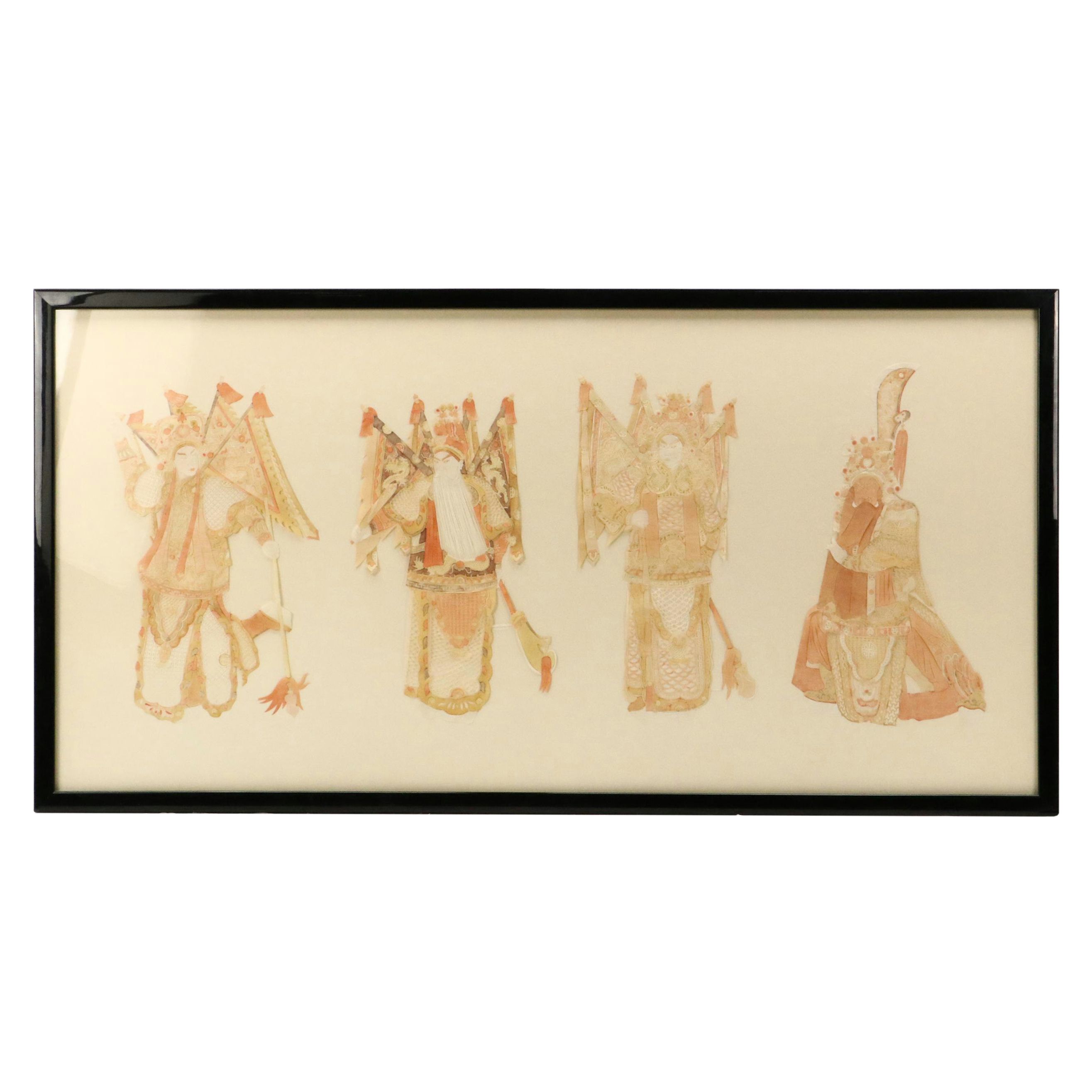 Jianzhi Folk Art Paper Cutwork Traditional Cantonese Opera Figures, 20th century