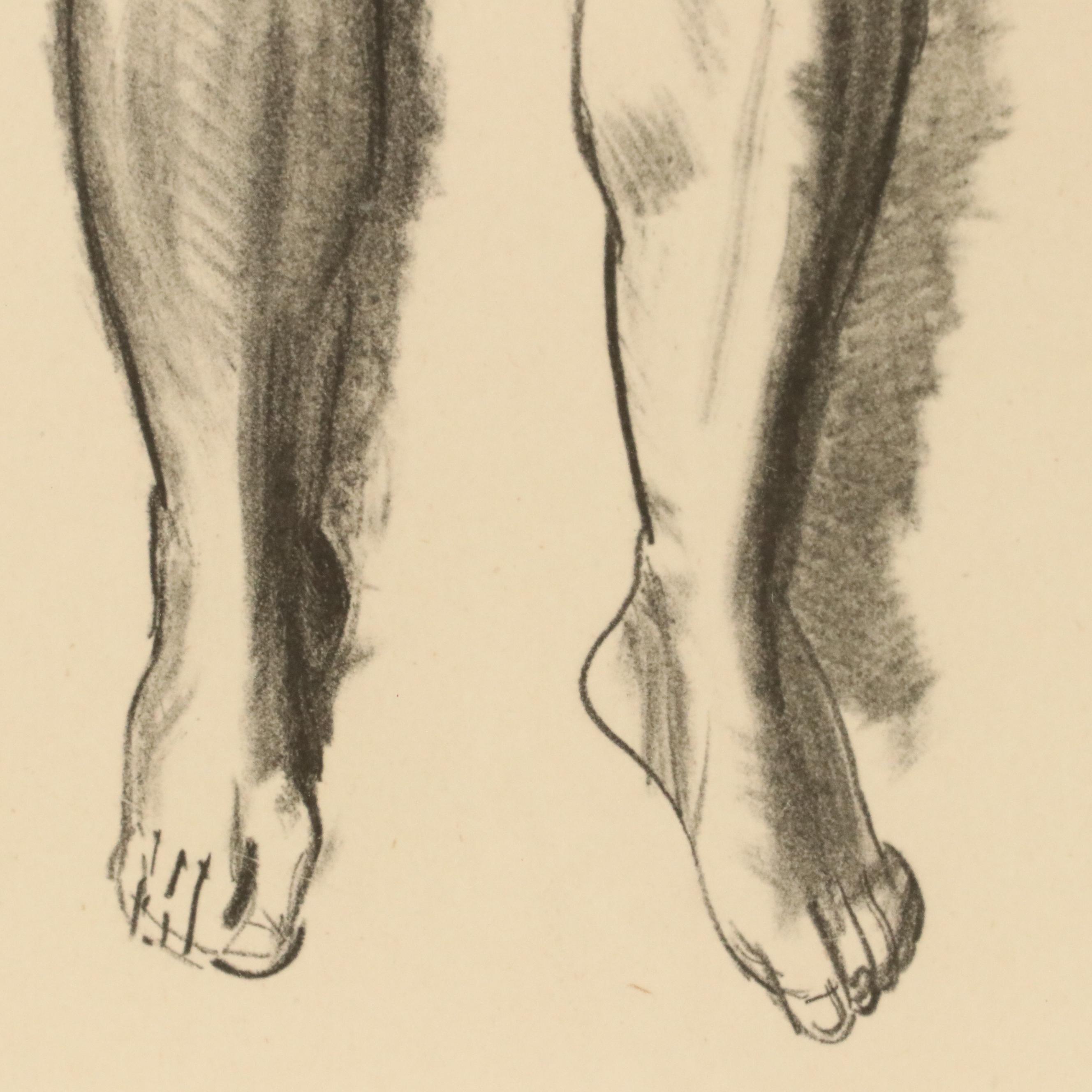 George Wesley Bellows Lithograph "Nude Study, Woman Stretched on Bed," 1924