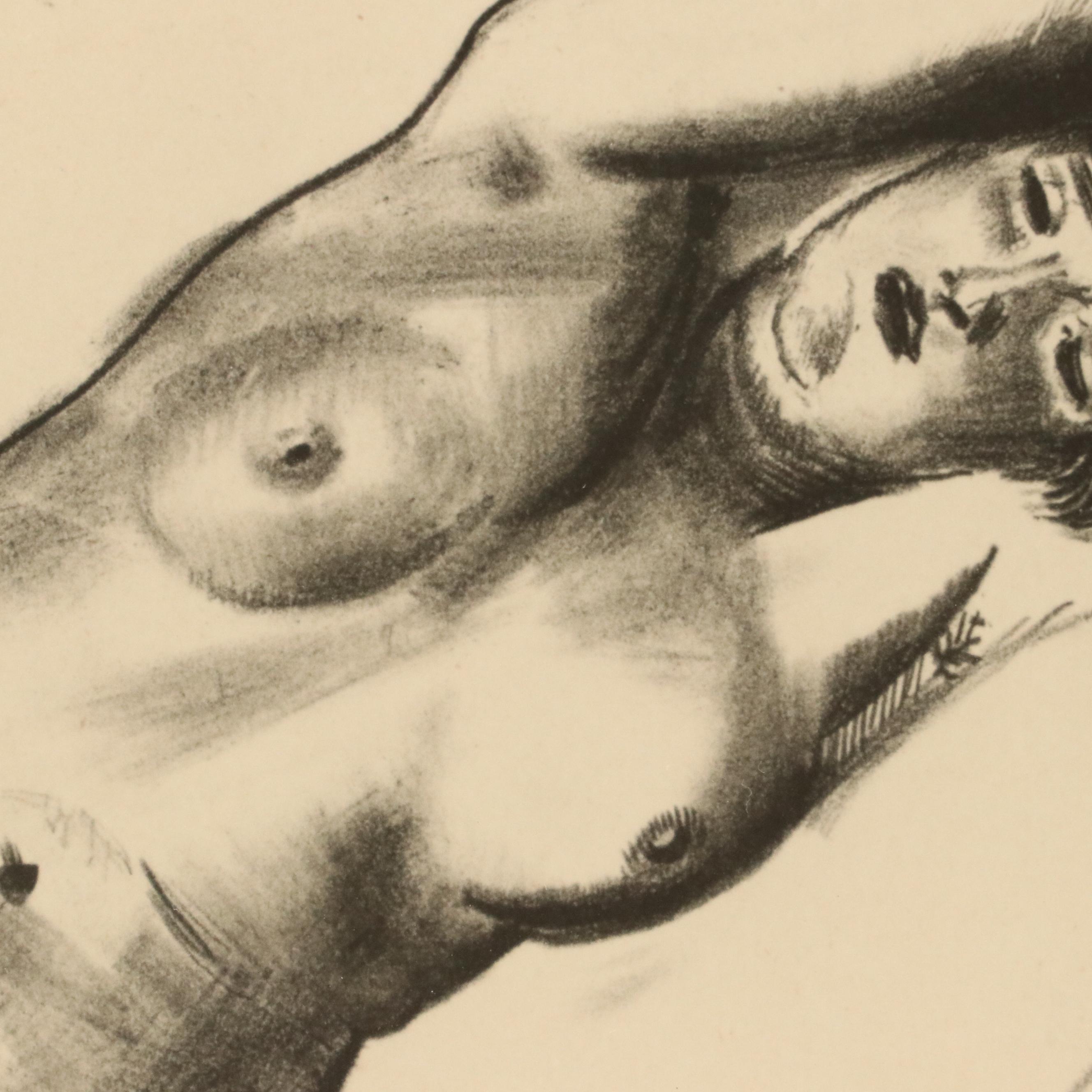 George Wesley Bellows Lithograph "Nude Study, Woman Stretched on Bed," 1924