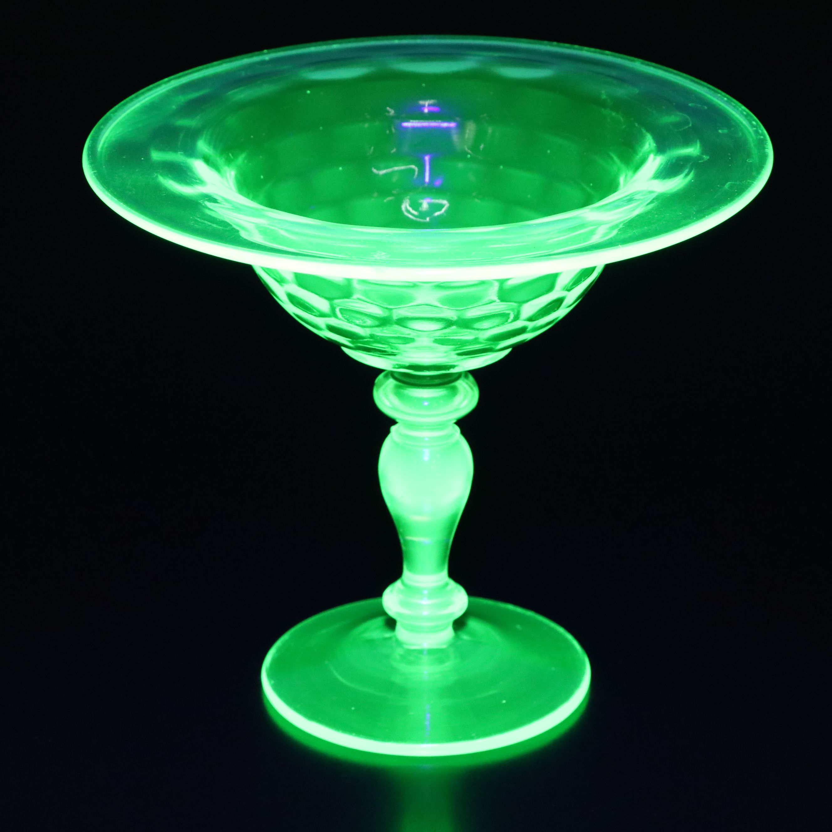 Fenton "Hobnail Topaz" Uranium Glass Candle Holder with Other Candy Dish