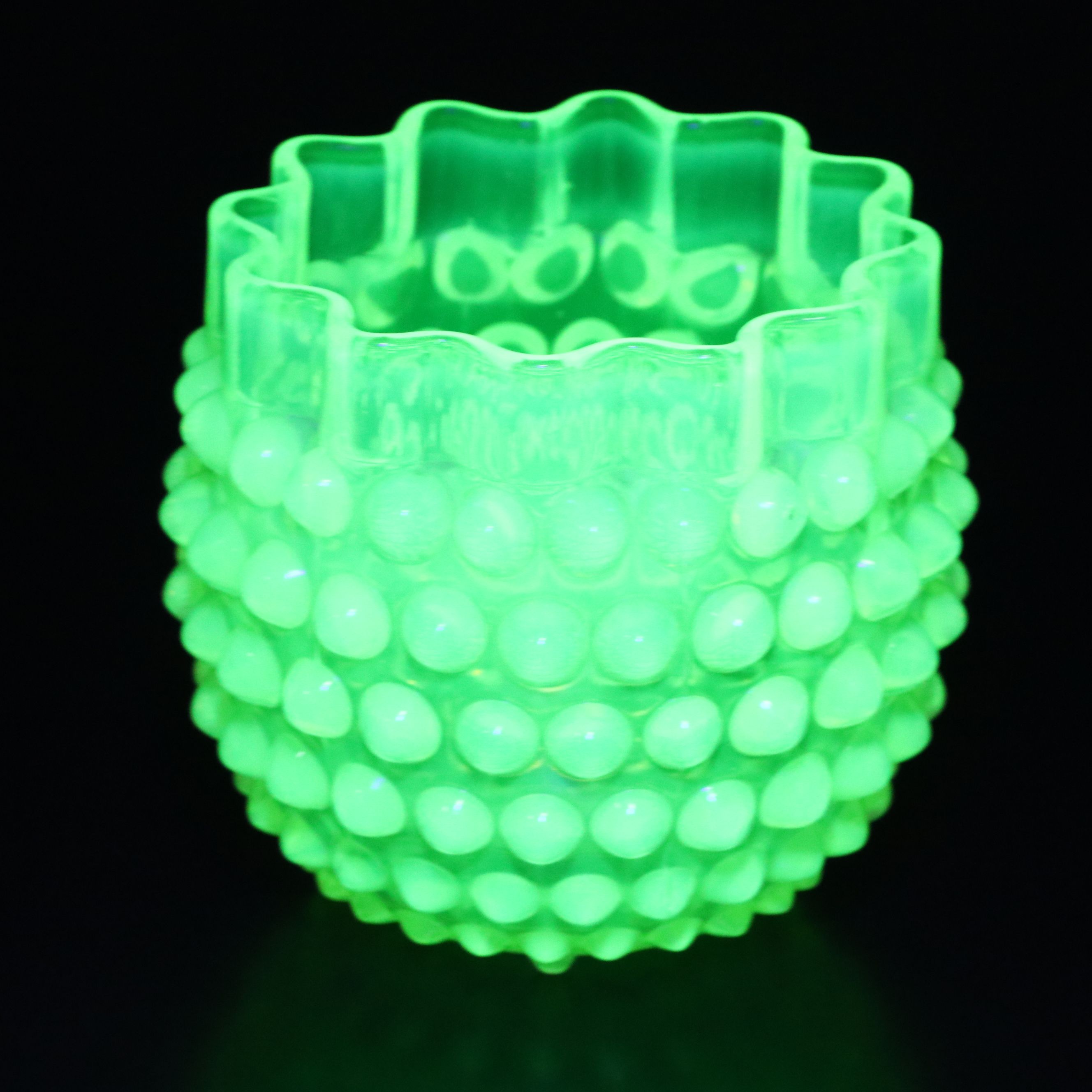 Fenton "Hobnail Topaz" Uranium Glass Candle Holder with Other Candy Dish