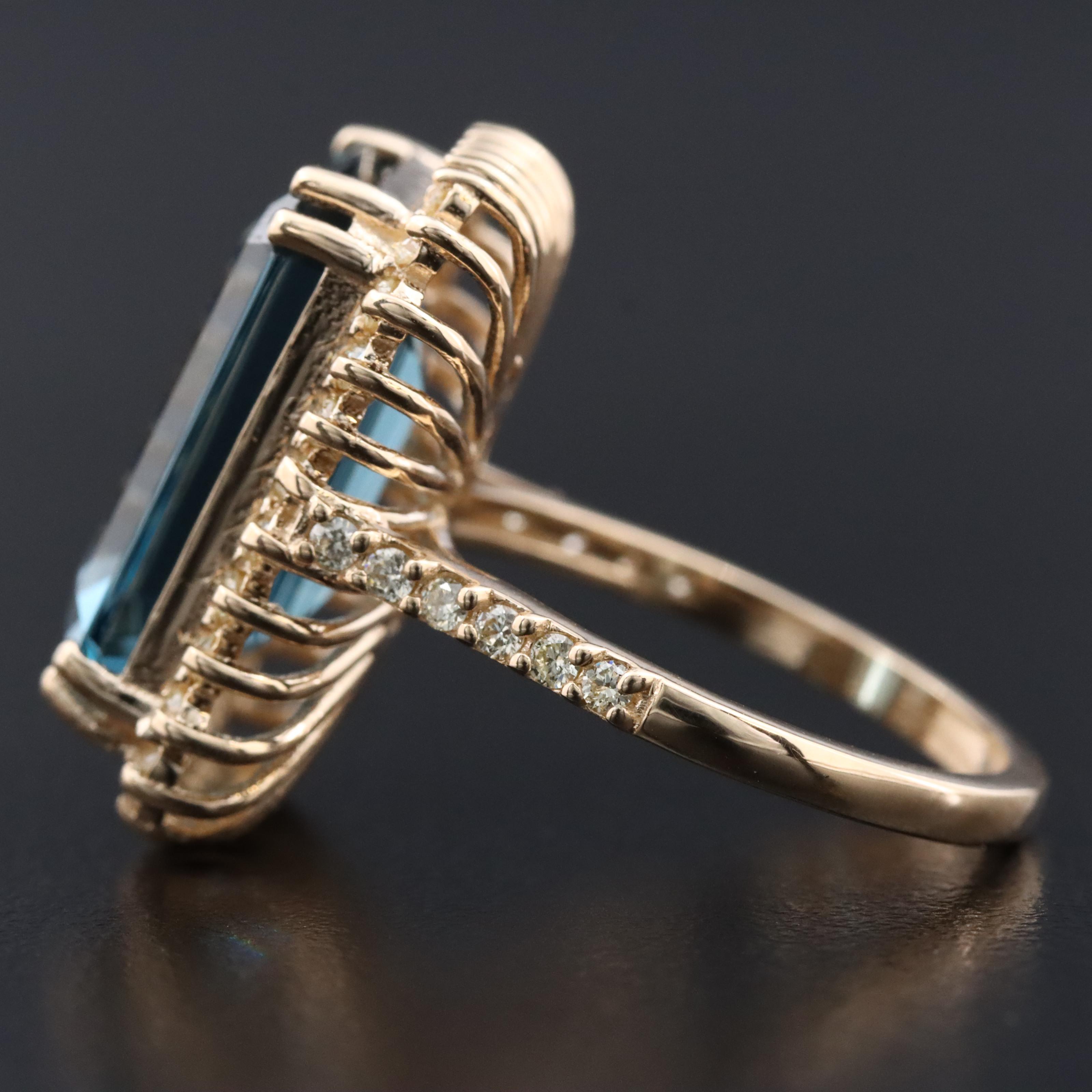 14K 10.73 CT Blue Topaz and Diamond Ring