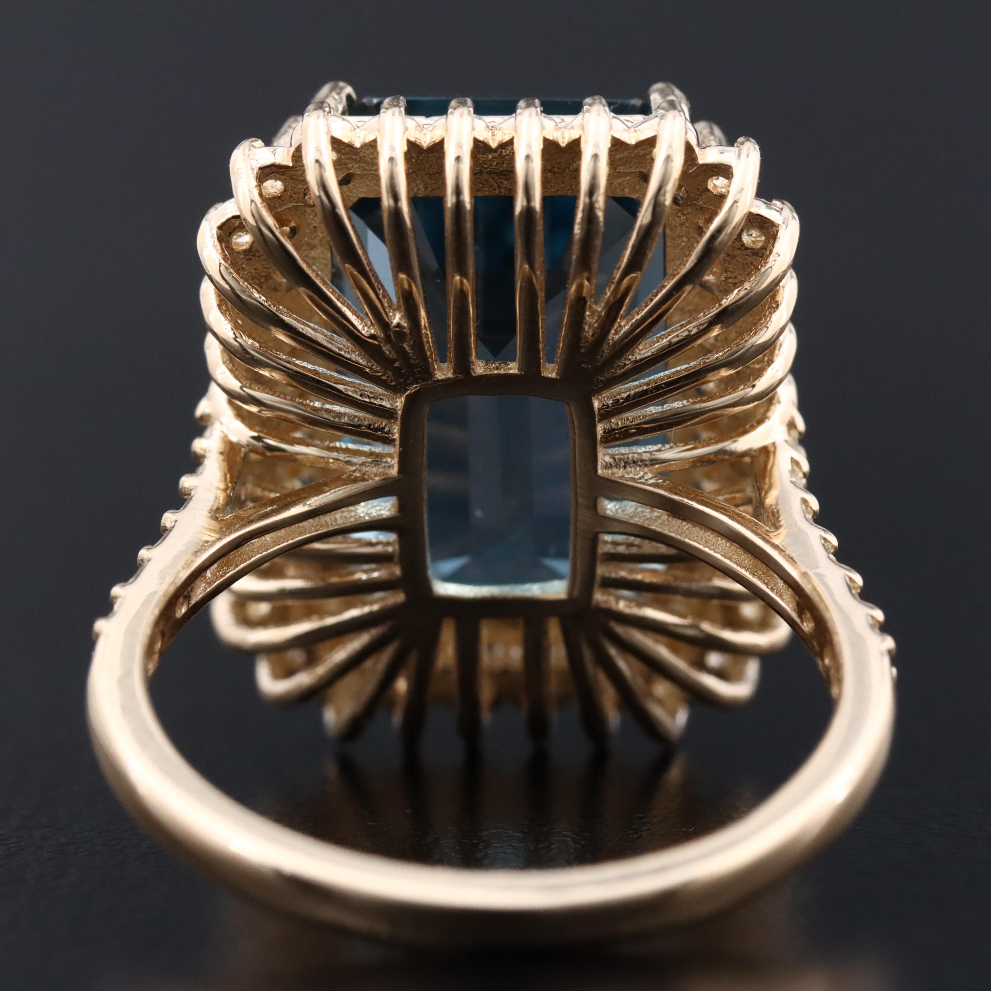 14K 10.73 CT Blue Topaz and Diamond Ring