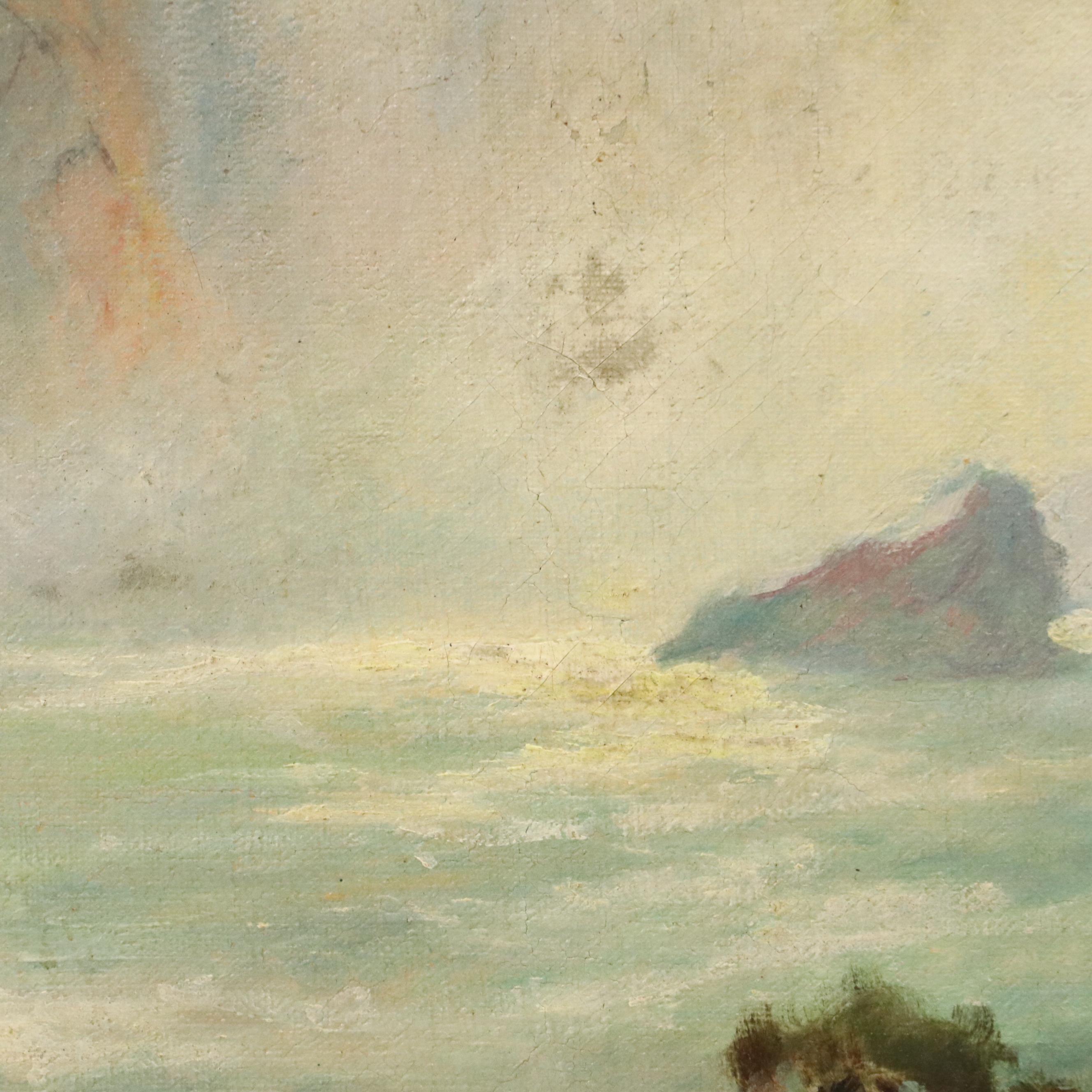 Grif Teller Landscape Oil Painting of Waterfall in Forest, Circa 1929