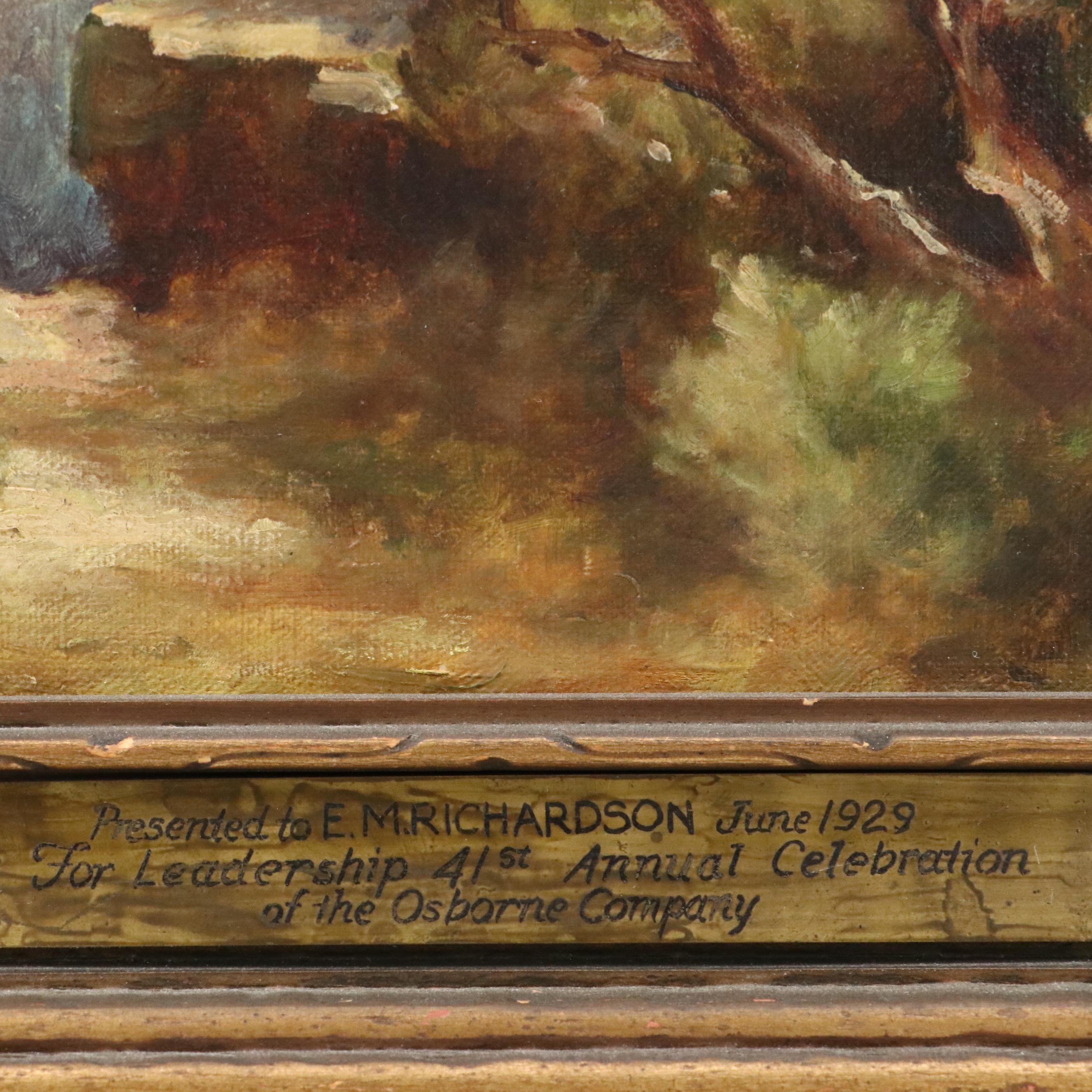 Grif Teller Landscape Oil Painting of Waterfall in Forest, Circa 1929