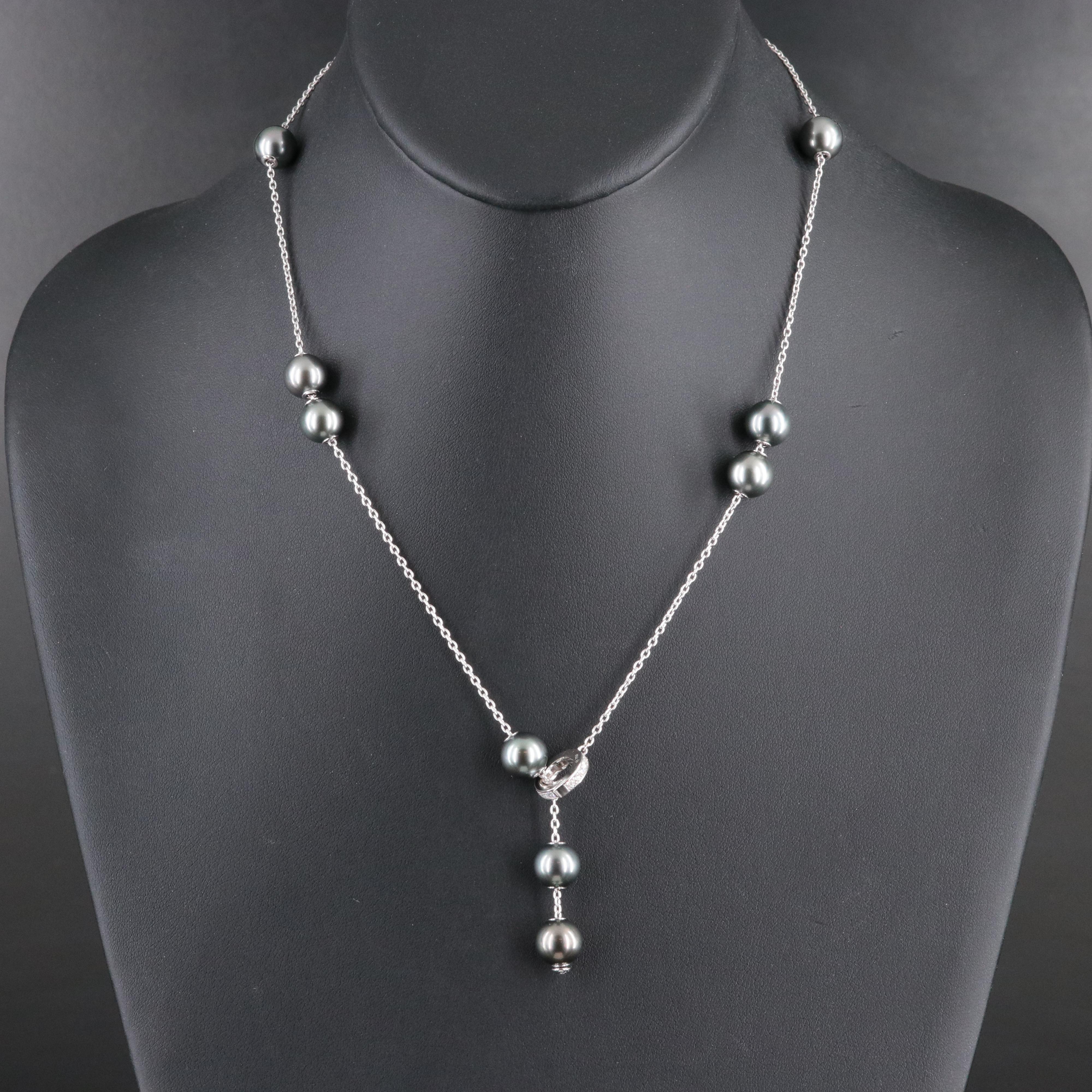 Mikimoto 18K Pearl and 0.26 CTW Diamond Lariat Necklace