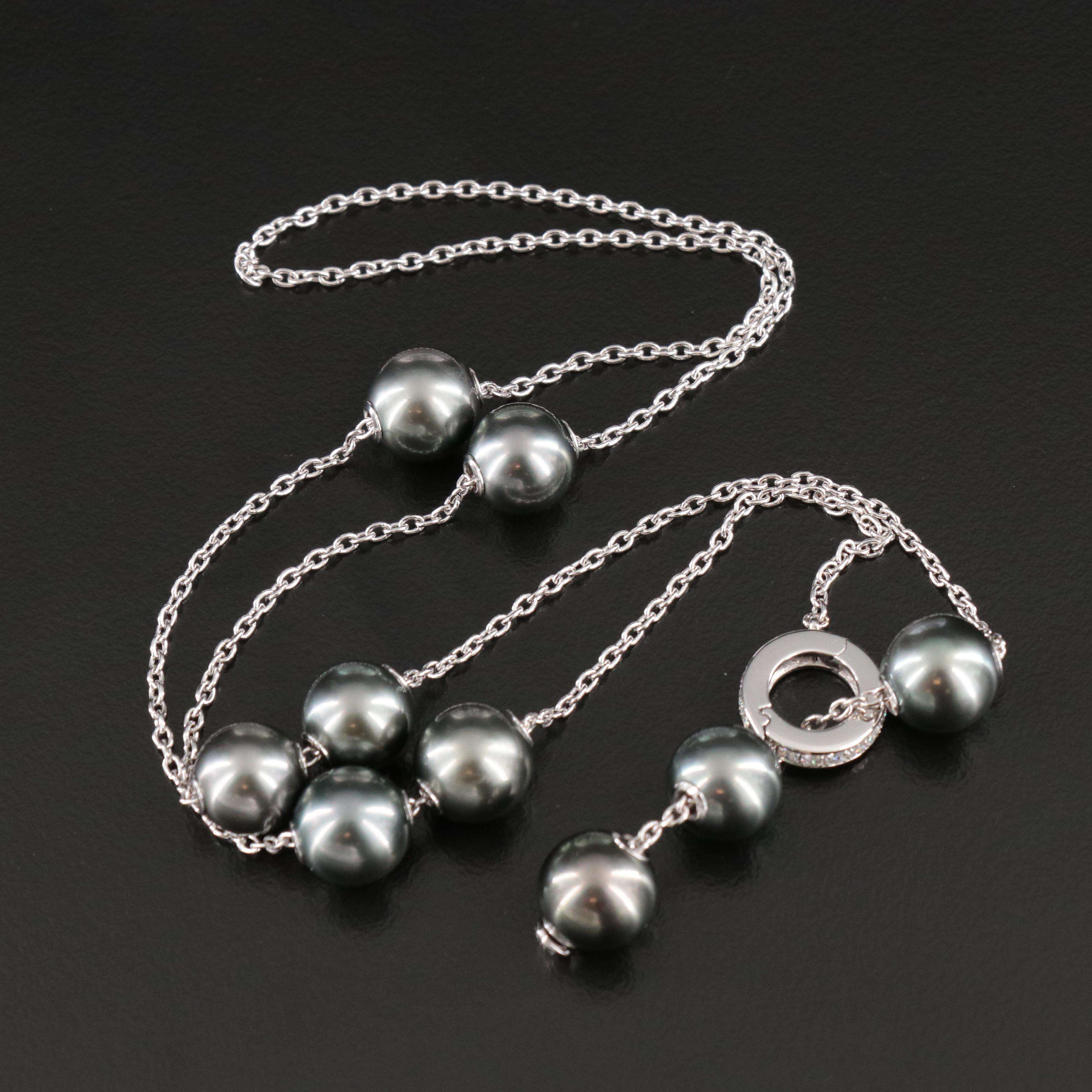 Mikimoto 18K Pearl and 0.26 CTW Diamond Lariat Necklace