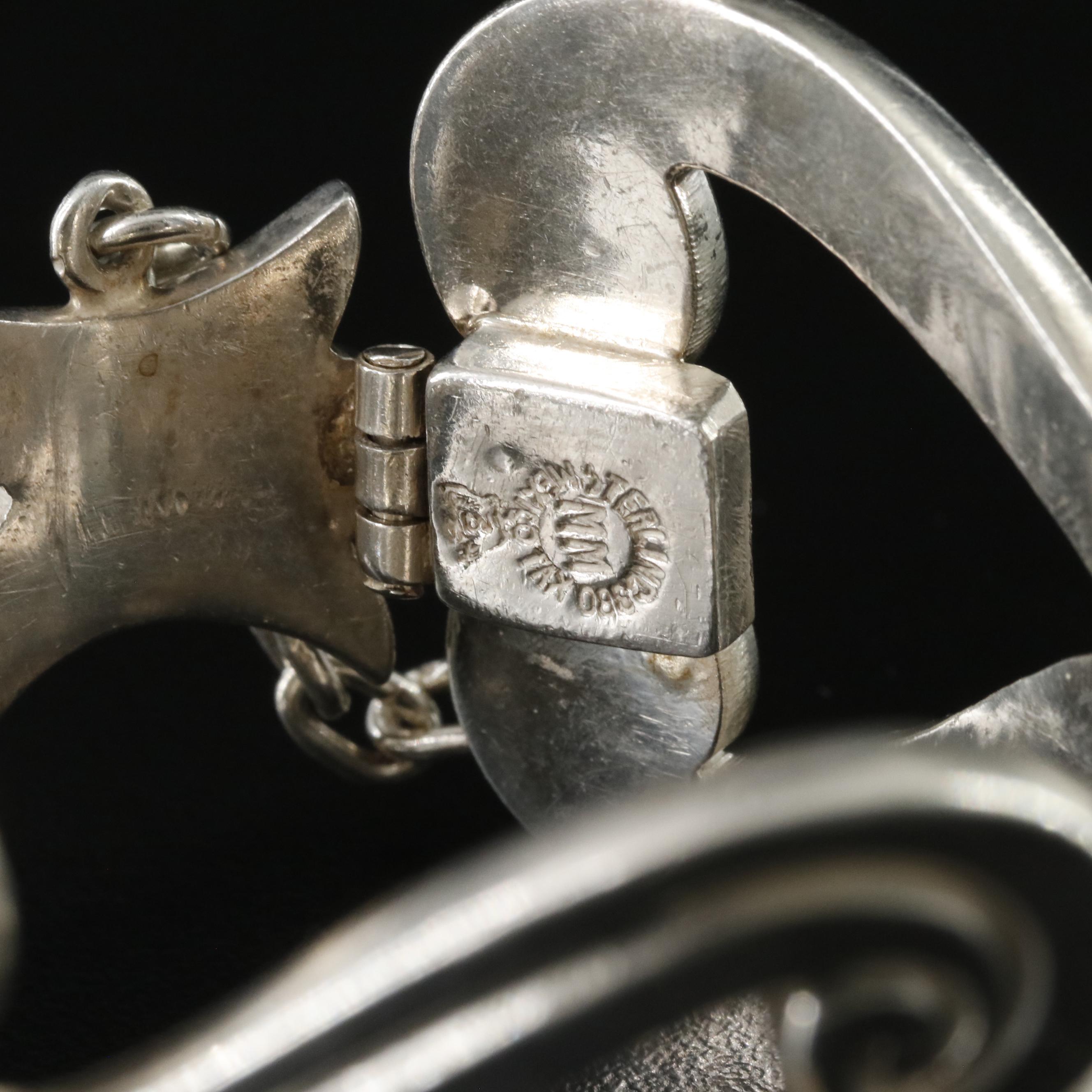 Mexican Modernist 980 Silver Scrollwork Bracelet