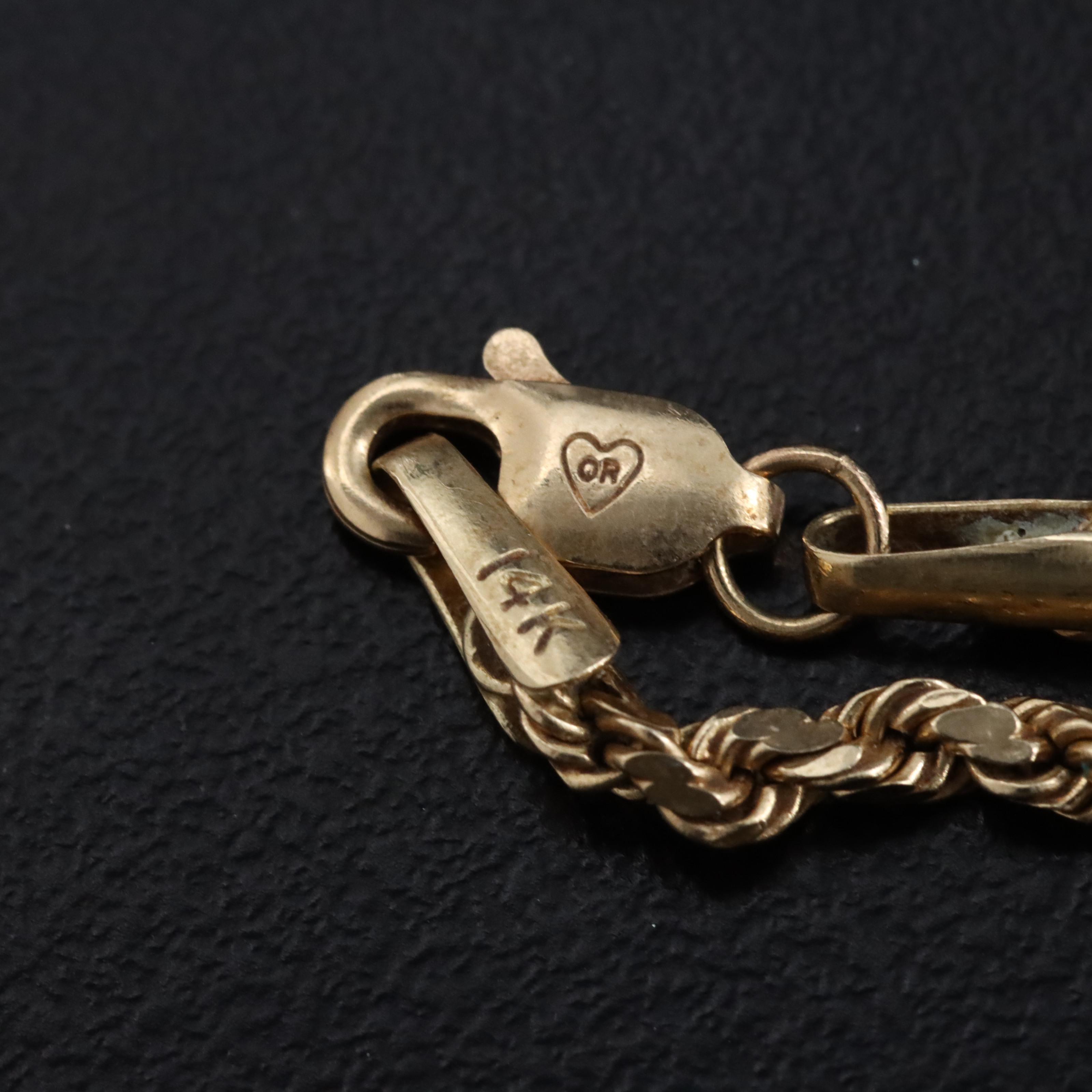 14K Braided Chain with Porcelain Portrait Converter Pendant