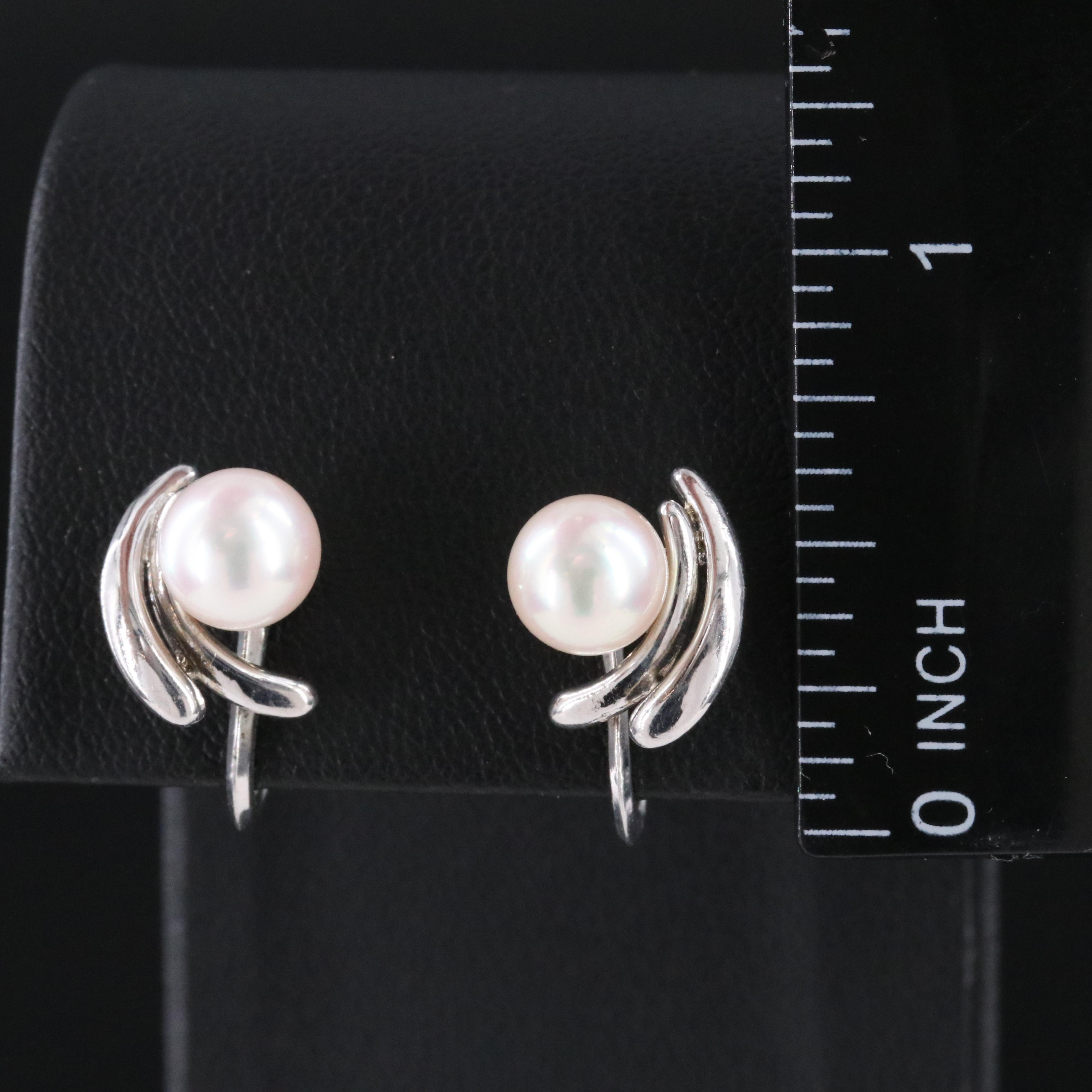 Mikimoto Sterling Pearl Screw Back Earrings