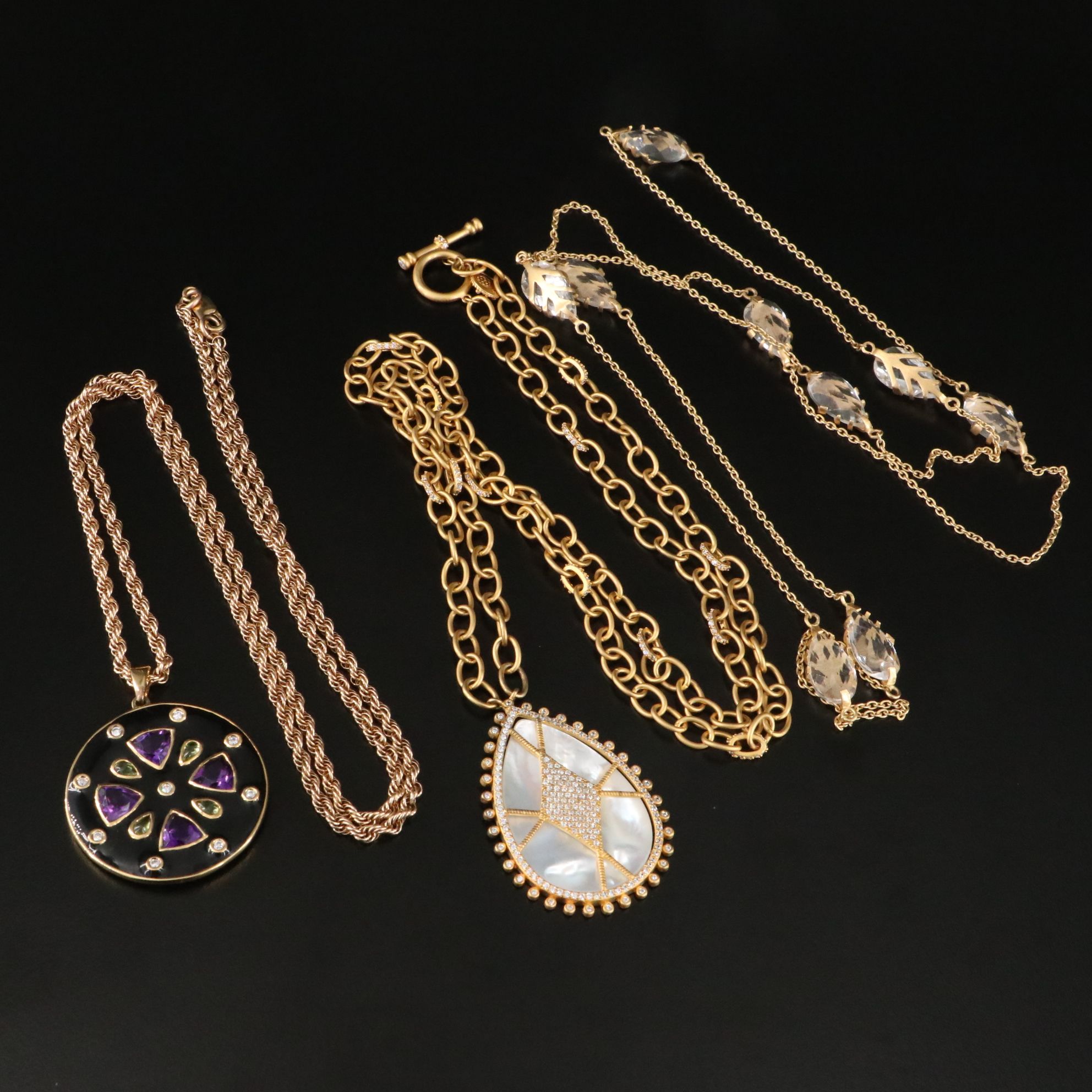 Freda Rothman, Rock Crystal and Amethyst Featured in Necklace Trio