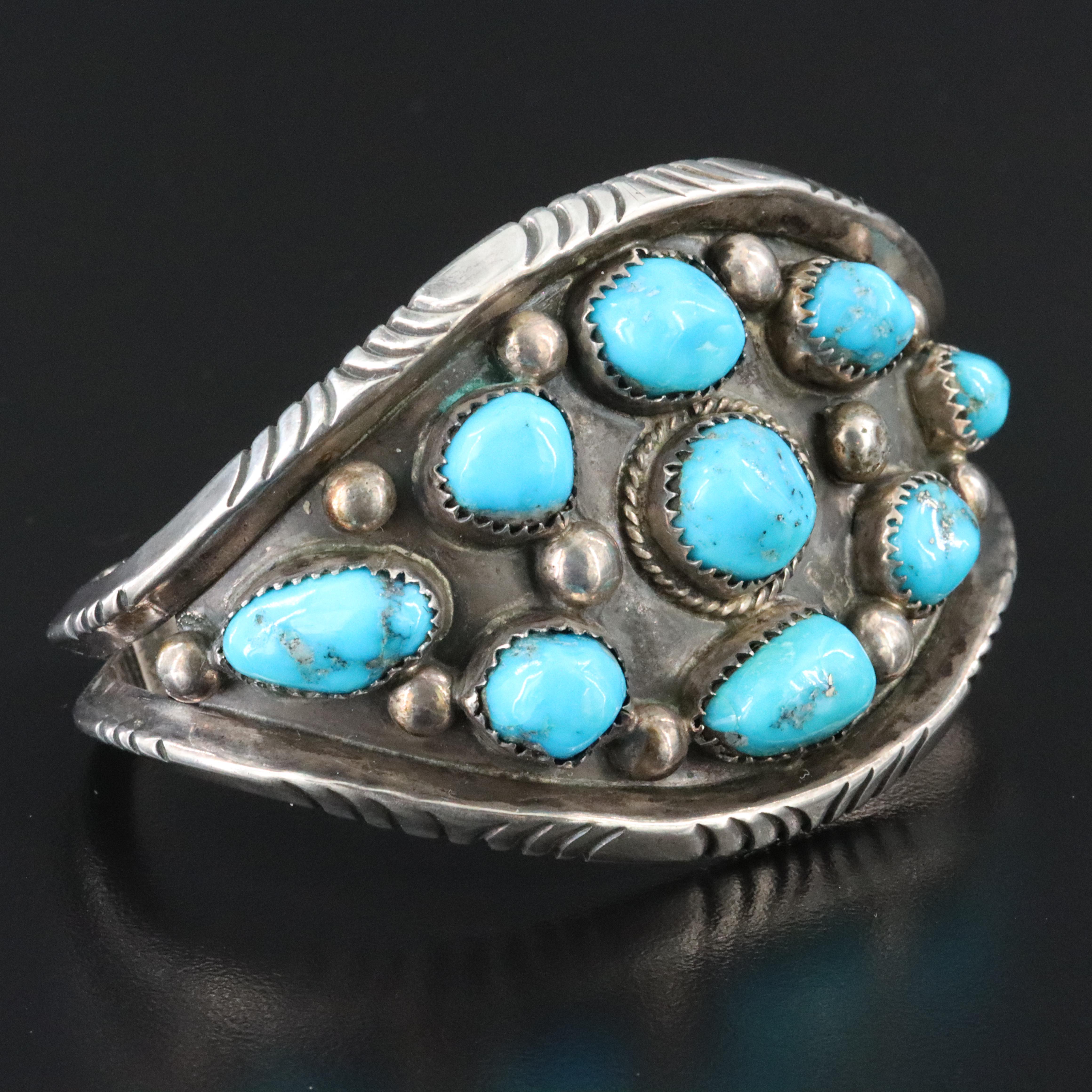 Southwestern Sterling Turquoise Cuff Bracelet