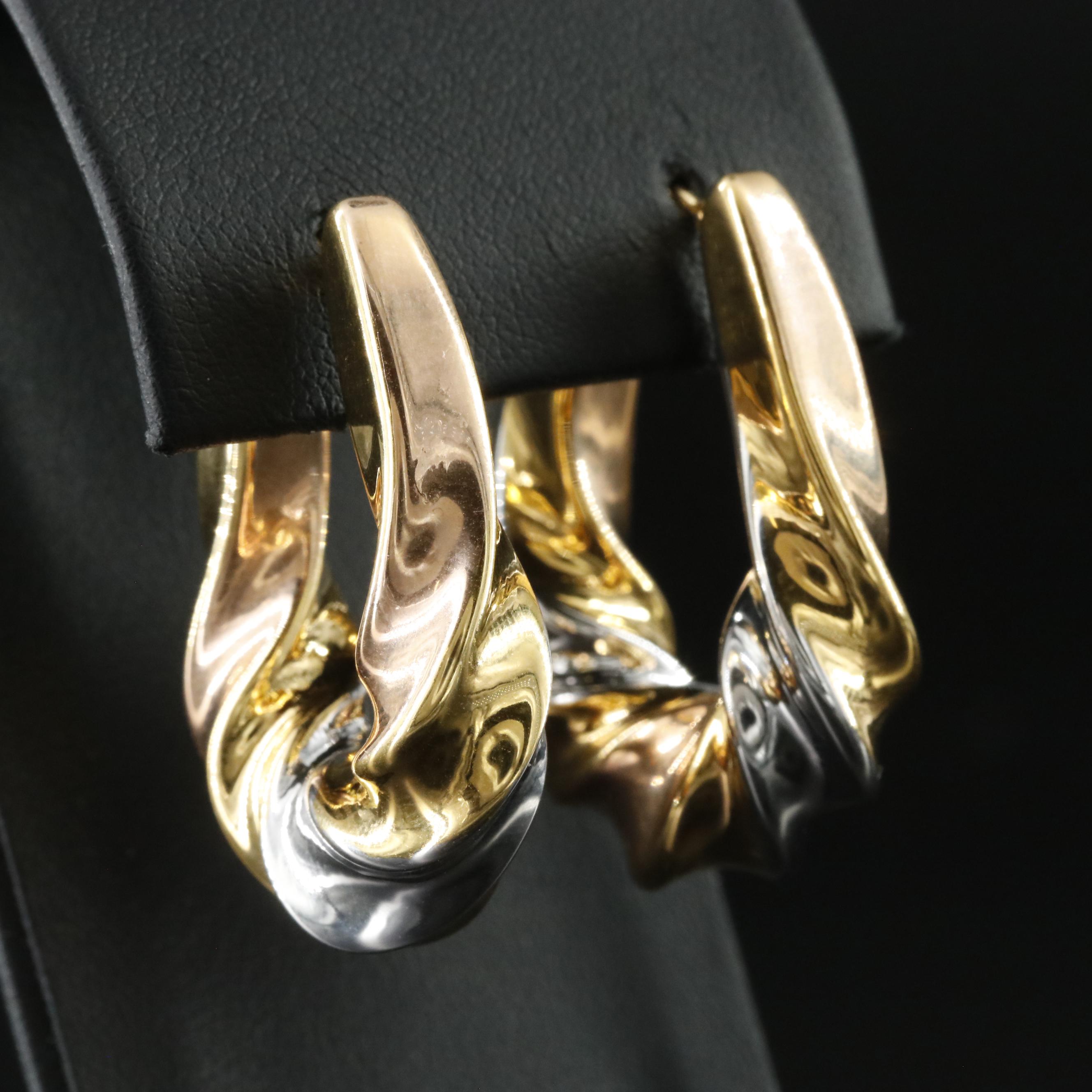 Milor 14K Electroformed Twist Hoops with Sterling Snake Chain