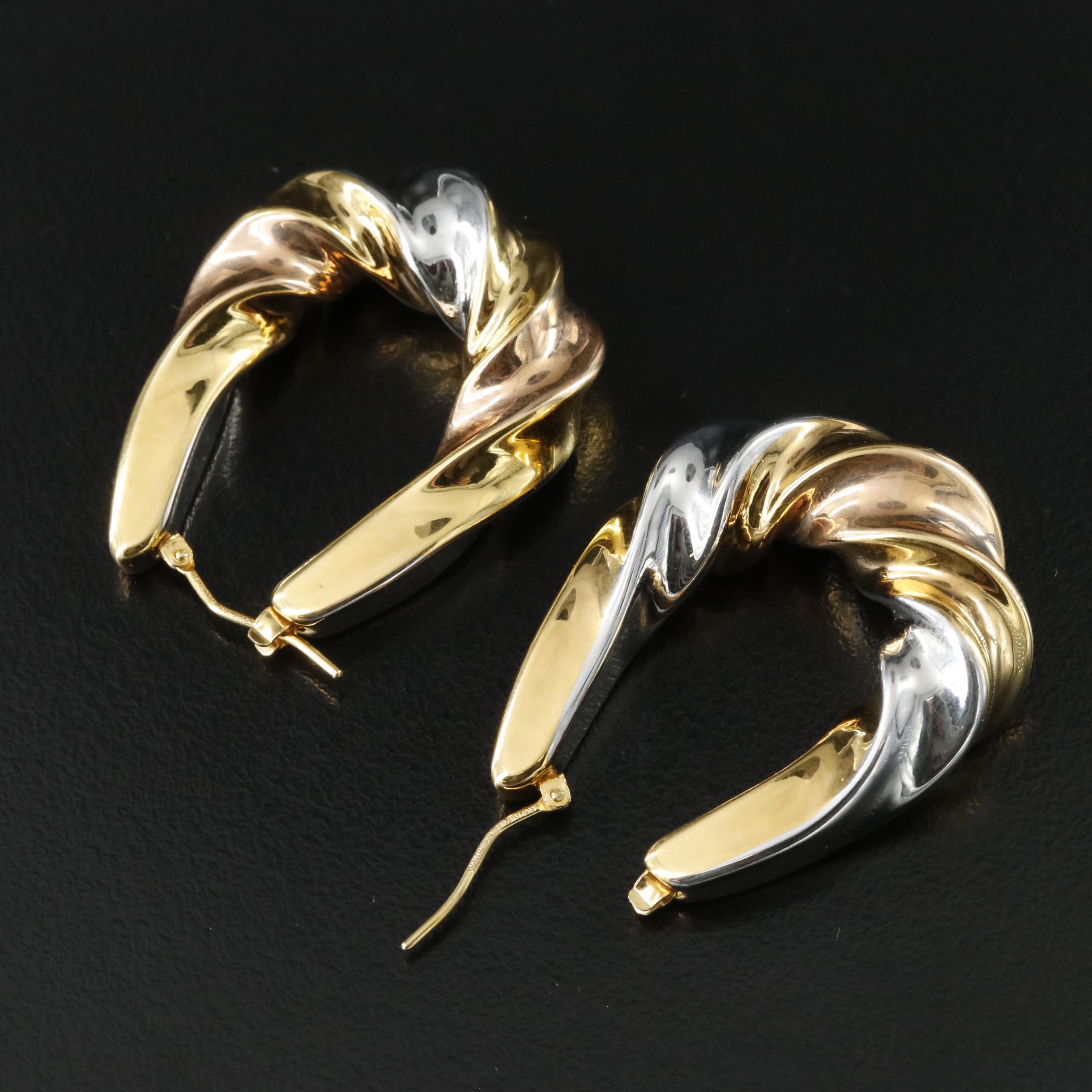 Milor 14K Electroformed Twist Hoops with Sterling Snake Chain