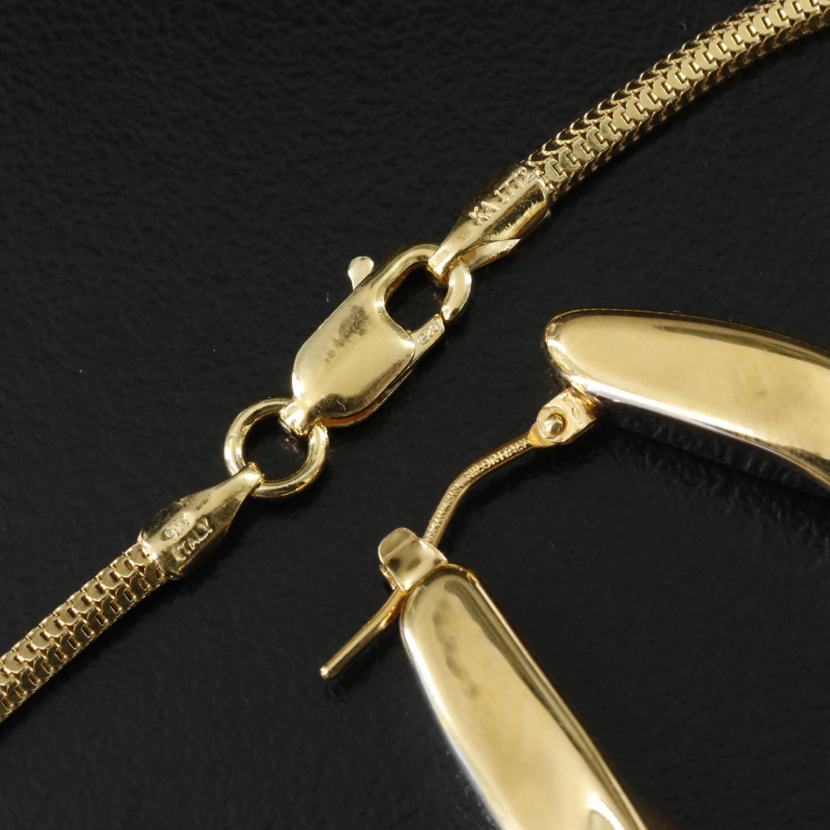 Milor 14K Electroformed Twist Hoops with Sterling Snake Chain