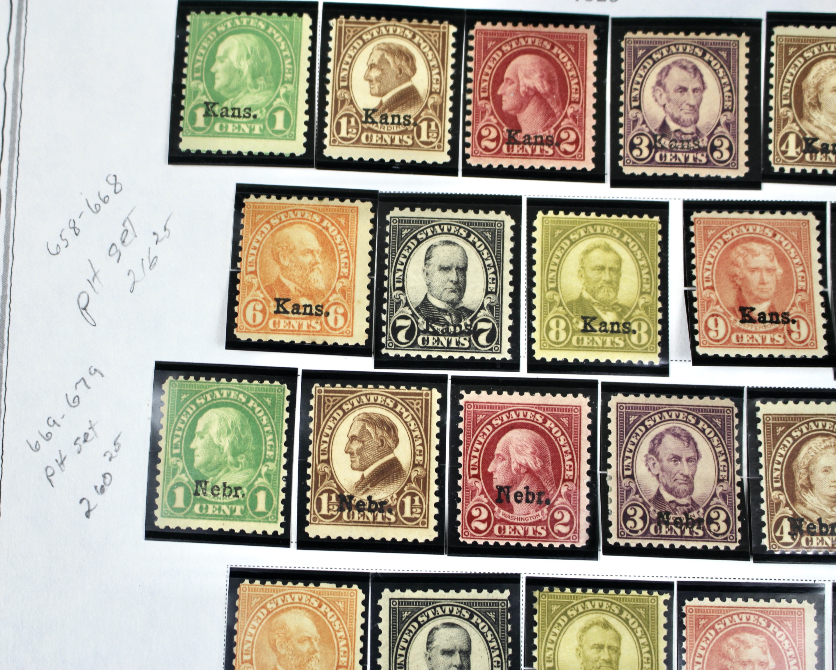 Group of Kansas Nebraska Overprint Stamps - Scott#s 658-679