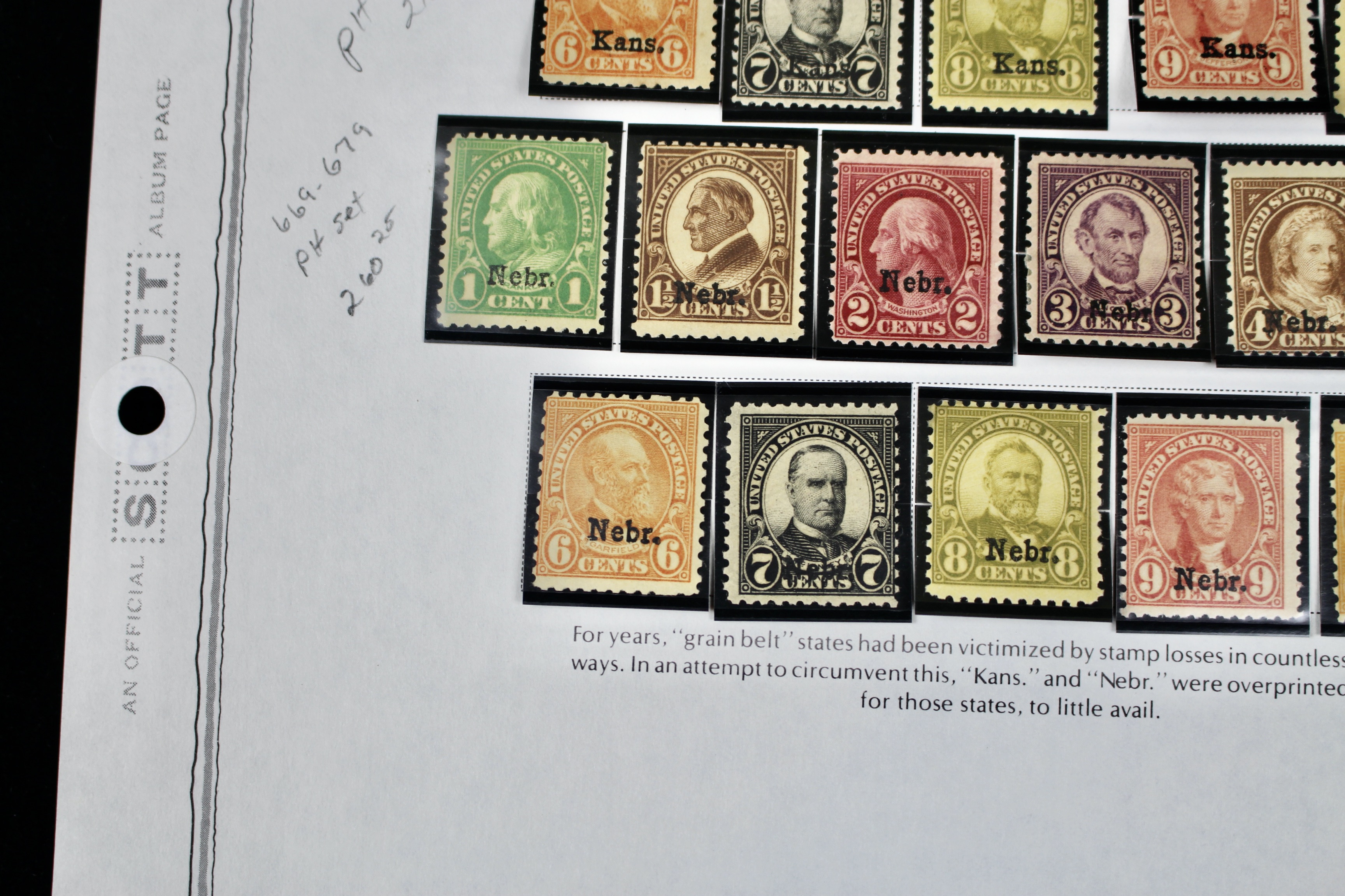 Group of Kansas Nebraska Overprint Stamps - Scott#s 658-679