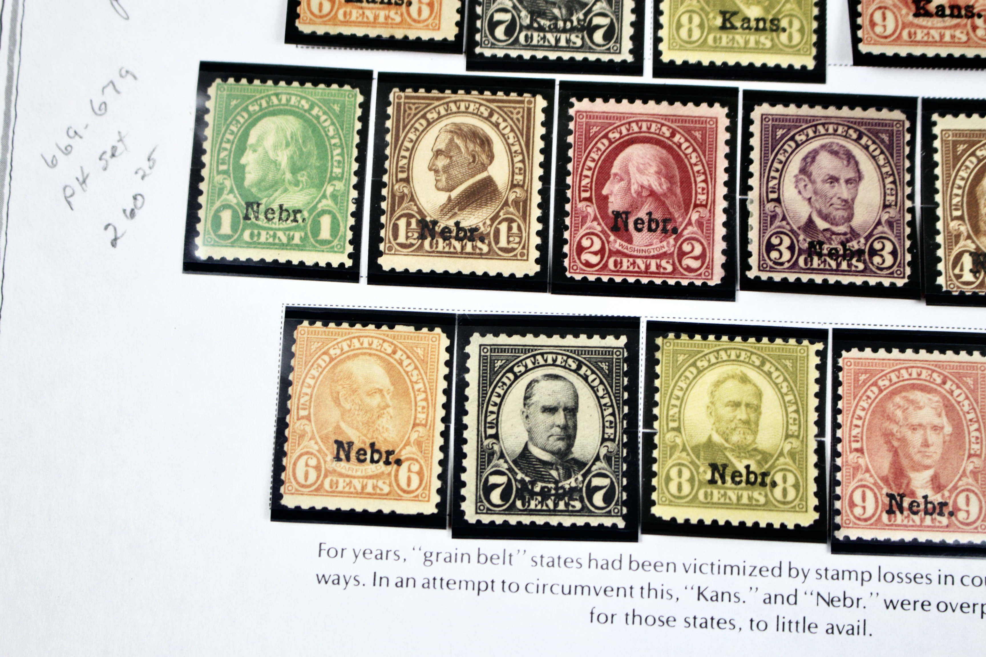 Group of Kansas Nebraska Overprint Stamps - Scott#s 658-679