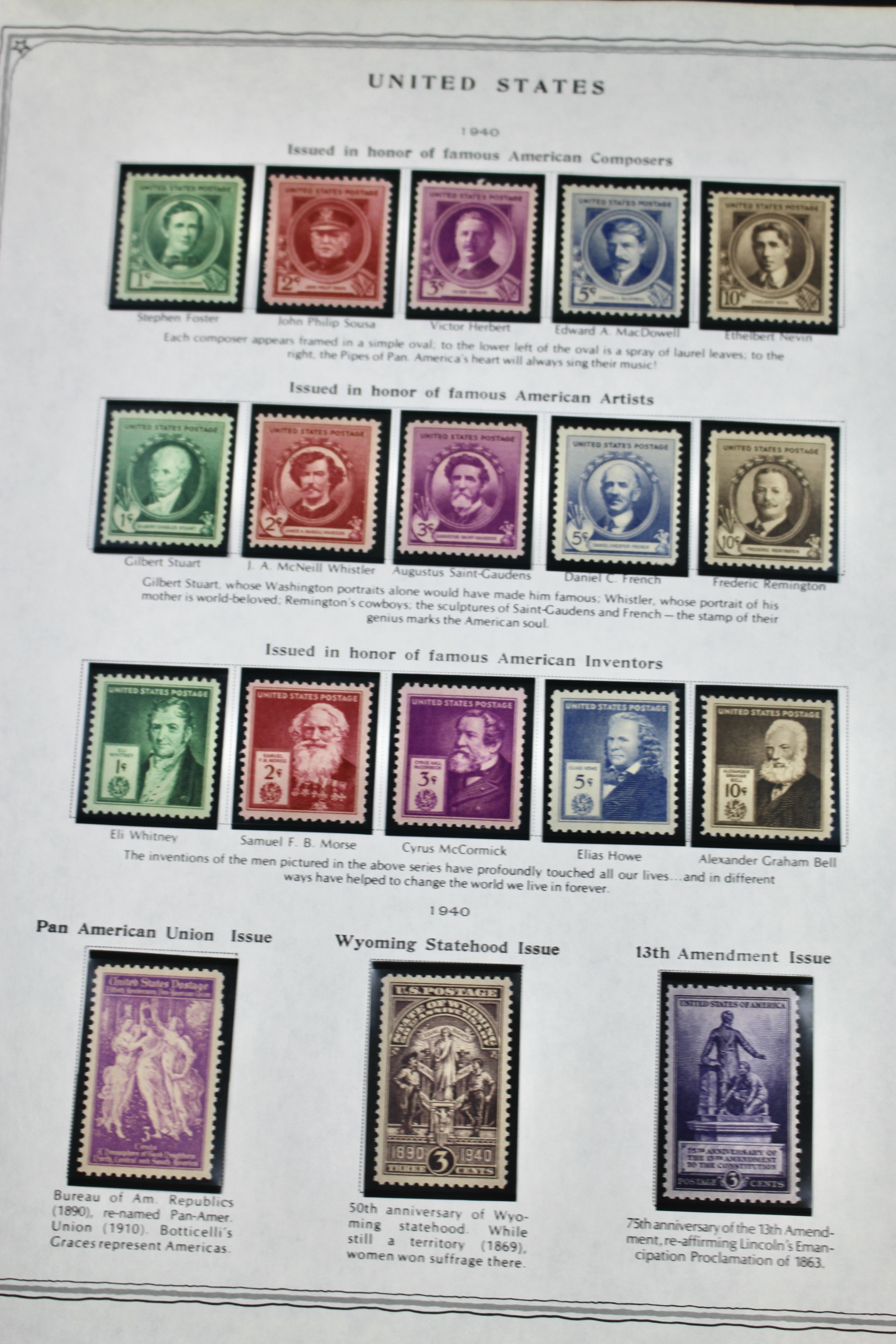 Mint U.S. Stamp Collection Ranging from 1938-1965