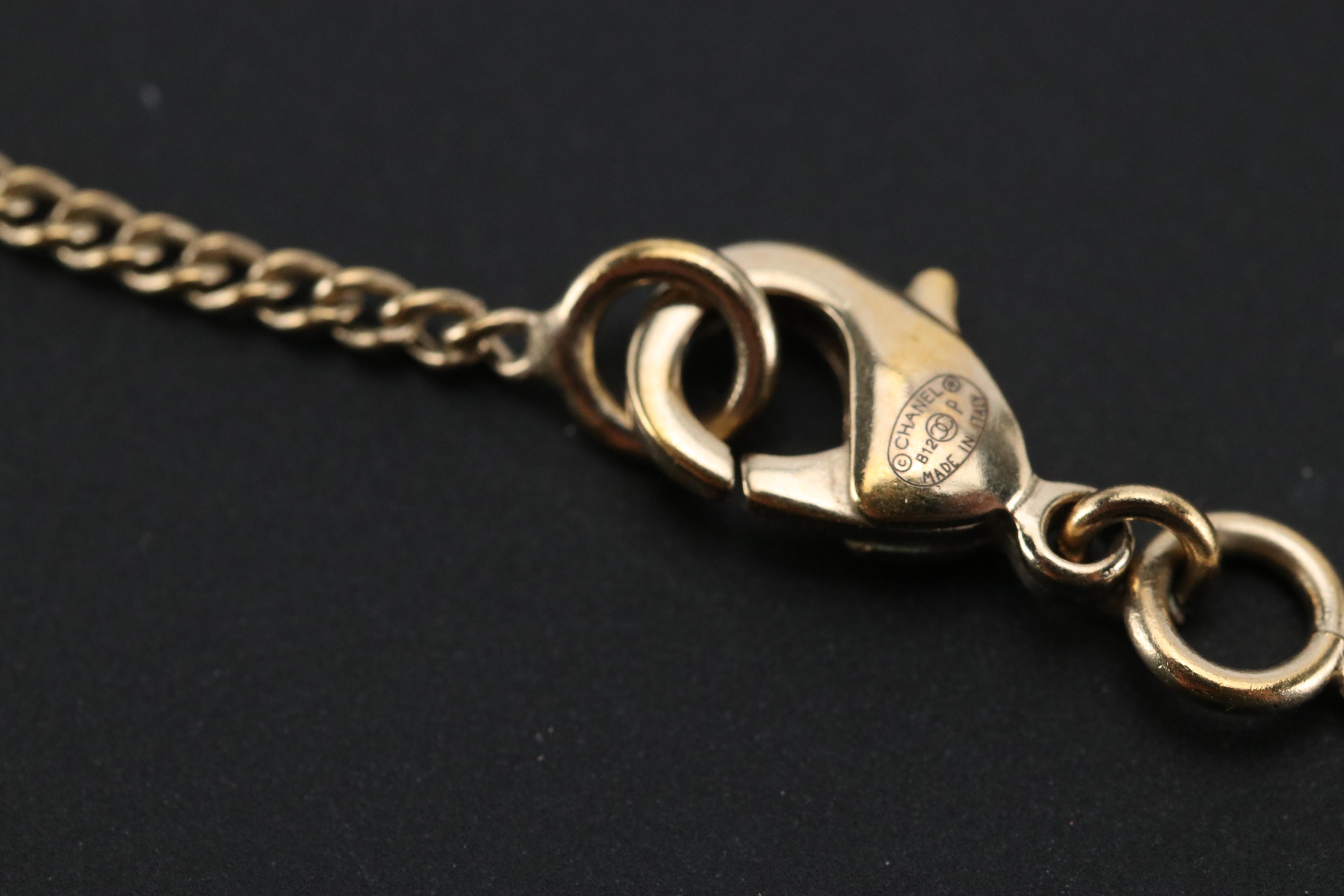 Chanel Crystal Bow CC Drop Pendant Necklace