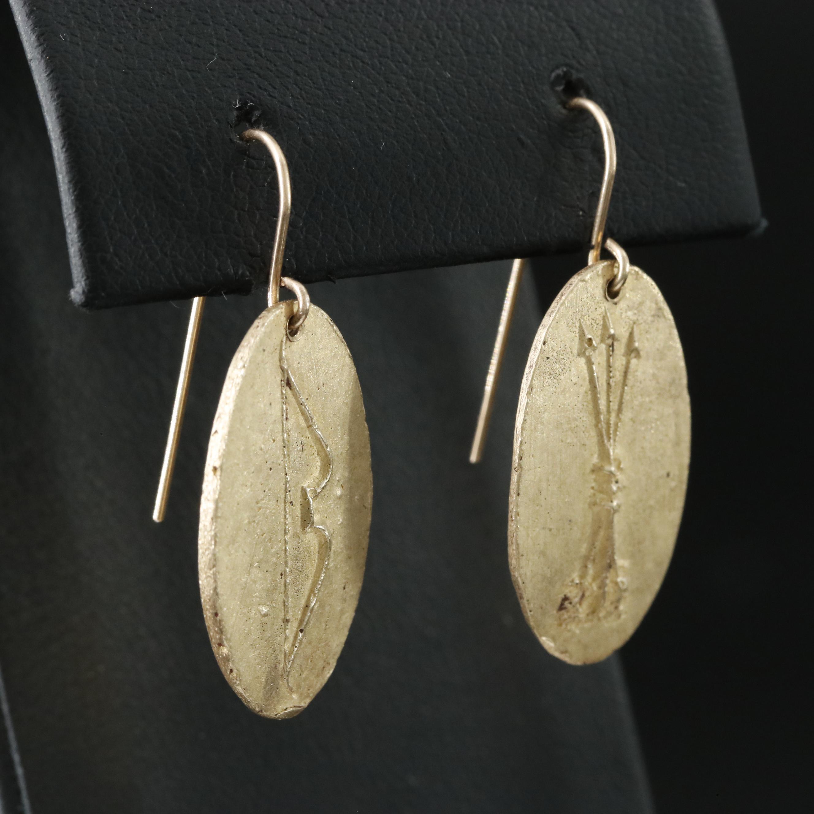 10K Bow and Arrow Earrings