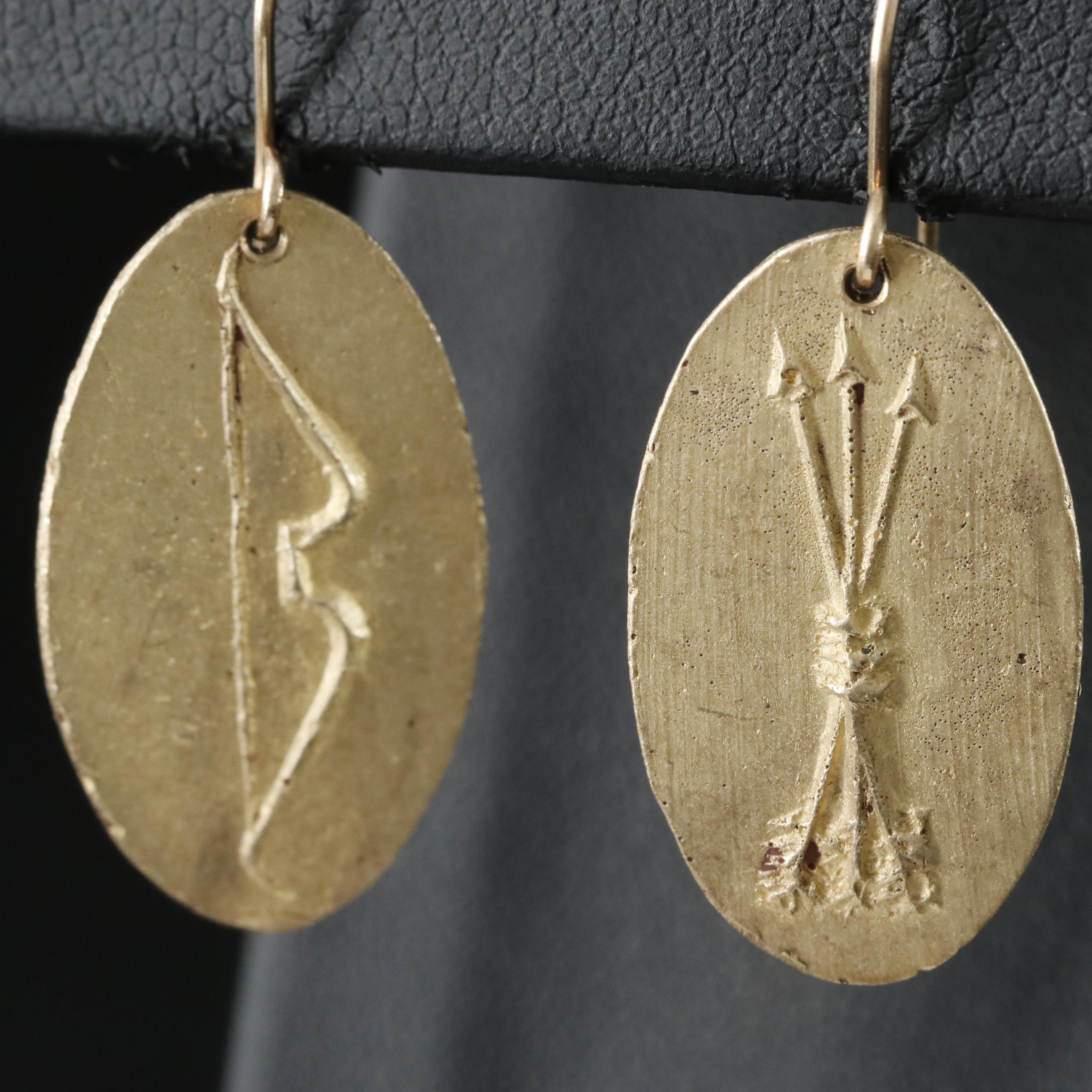 10K Bow and Arrow Earrings