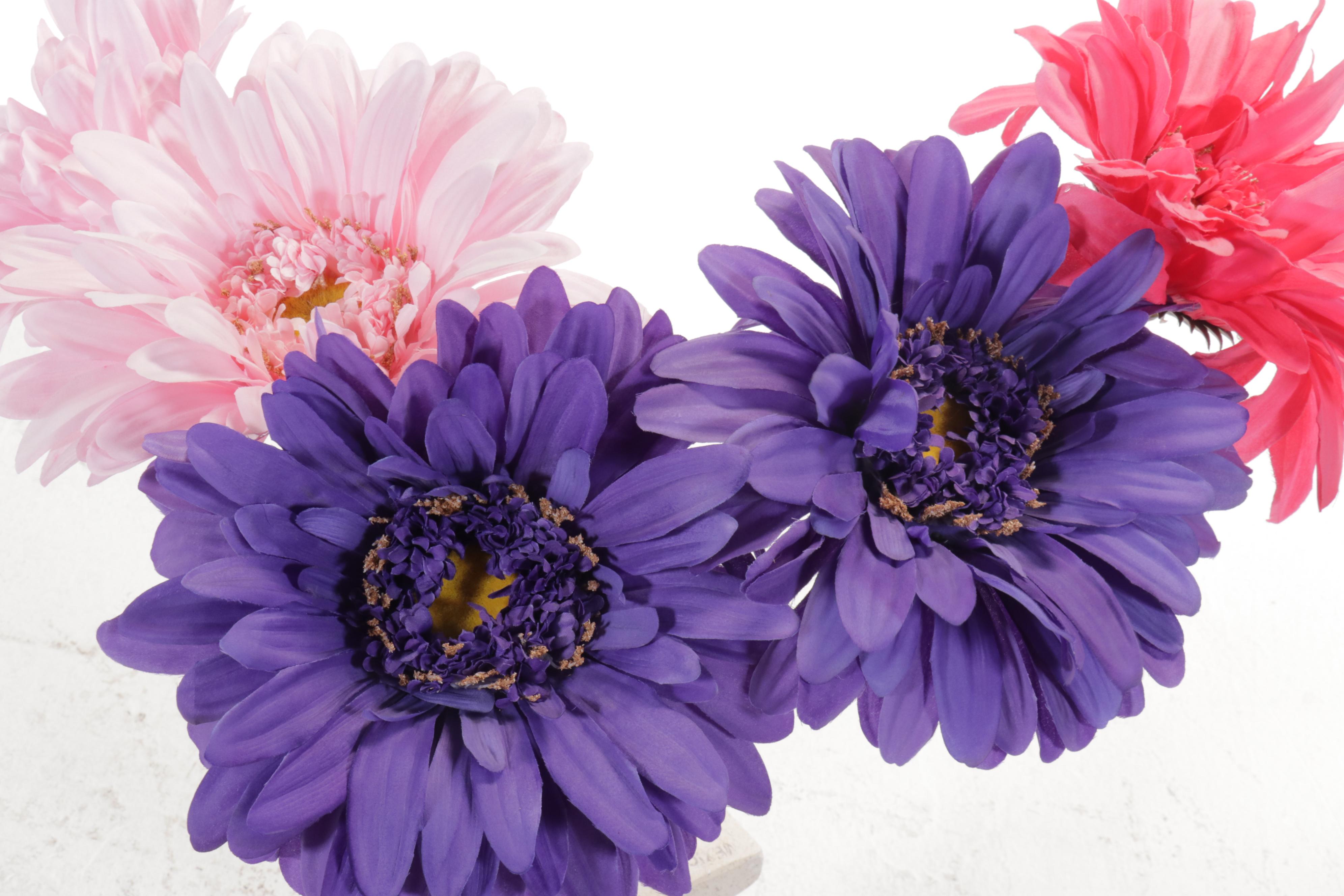 Classical Column Style Floor Vase with Oversized Flowers