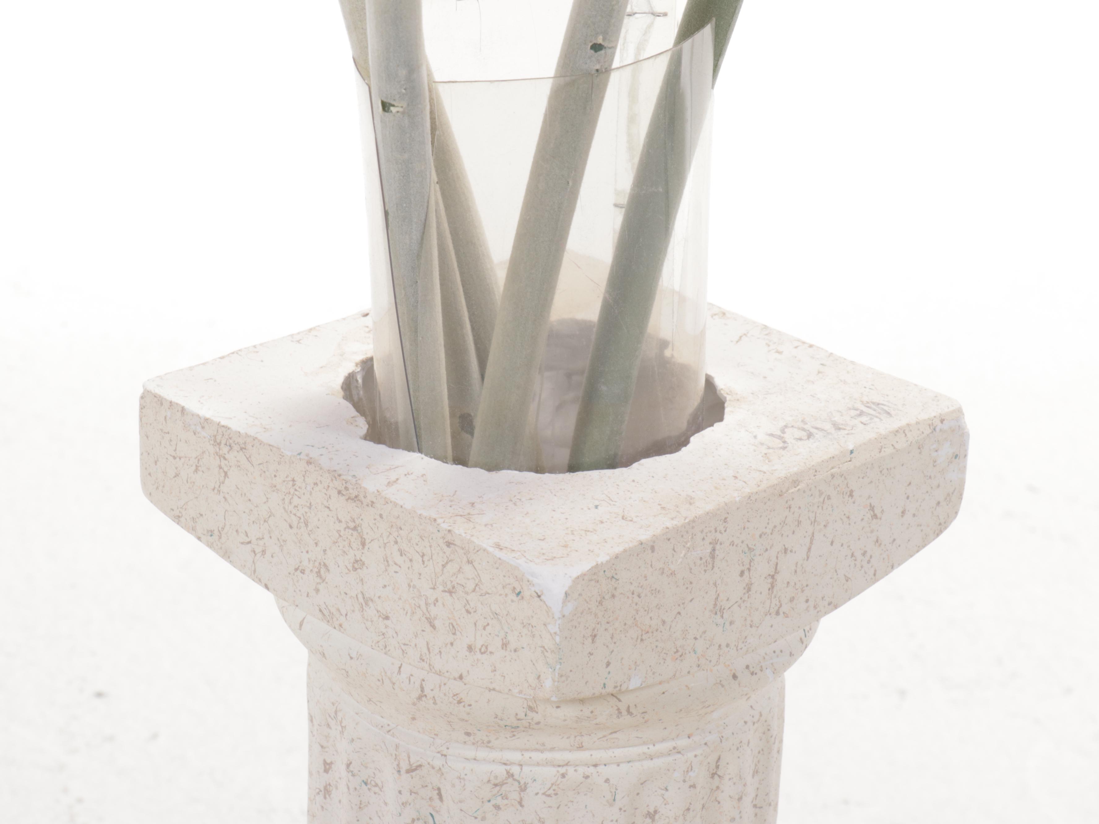 Classical Column Style Floor Vase with Oversized Flowers