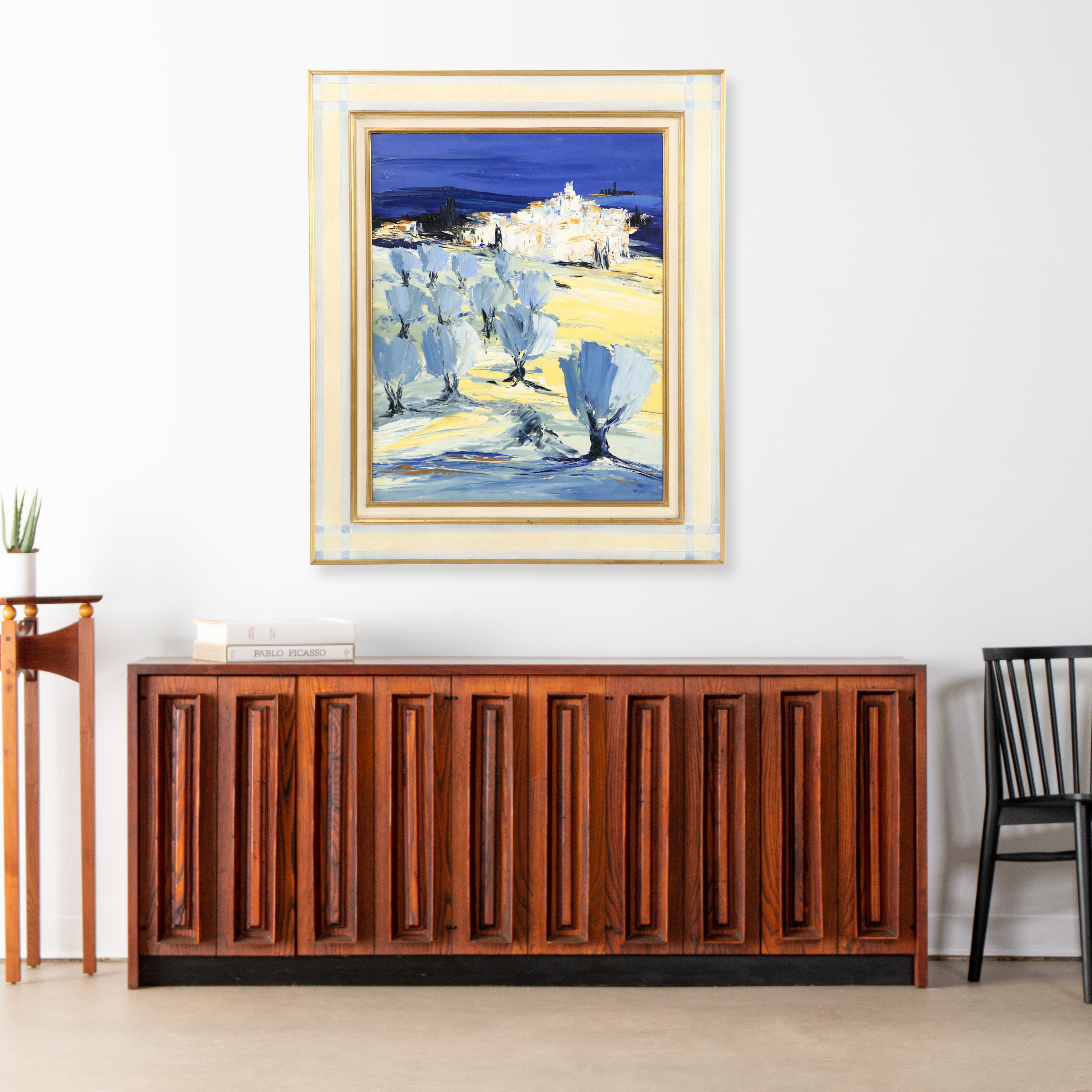 Véronique Vadon Impasto Oil Painting of Stylized Landscape with Trees