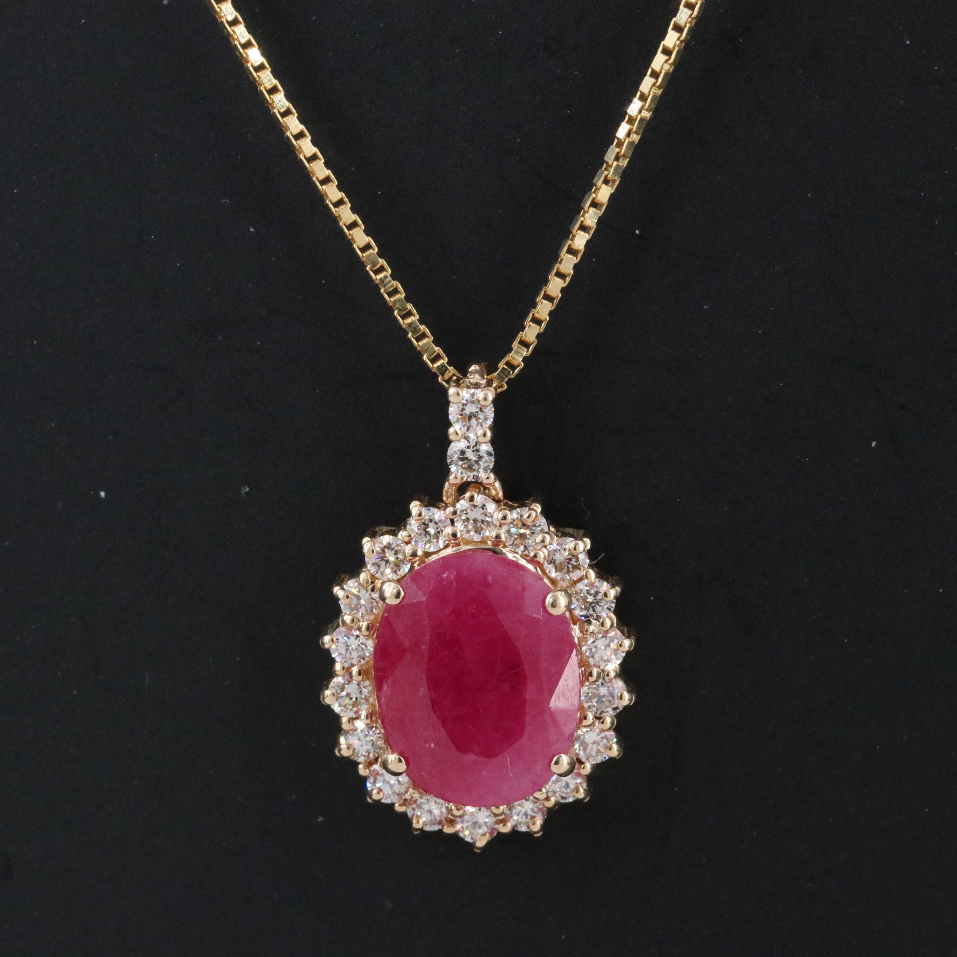 14K Ruby and Diamond Pendant Necklace