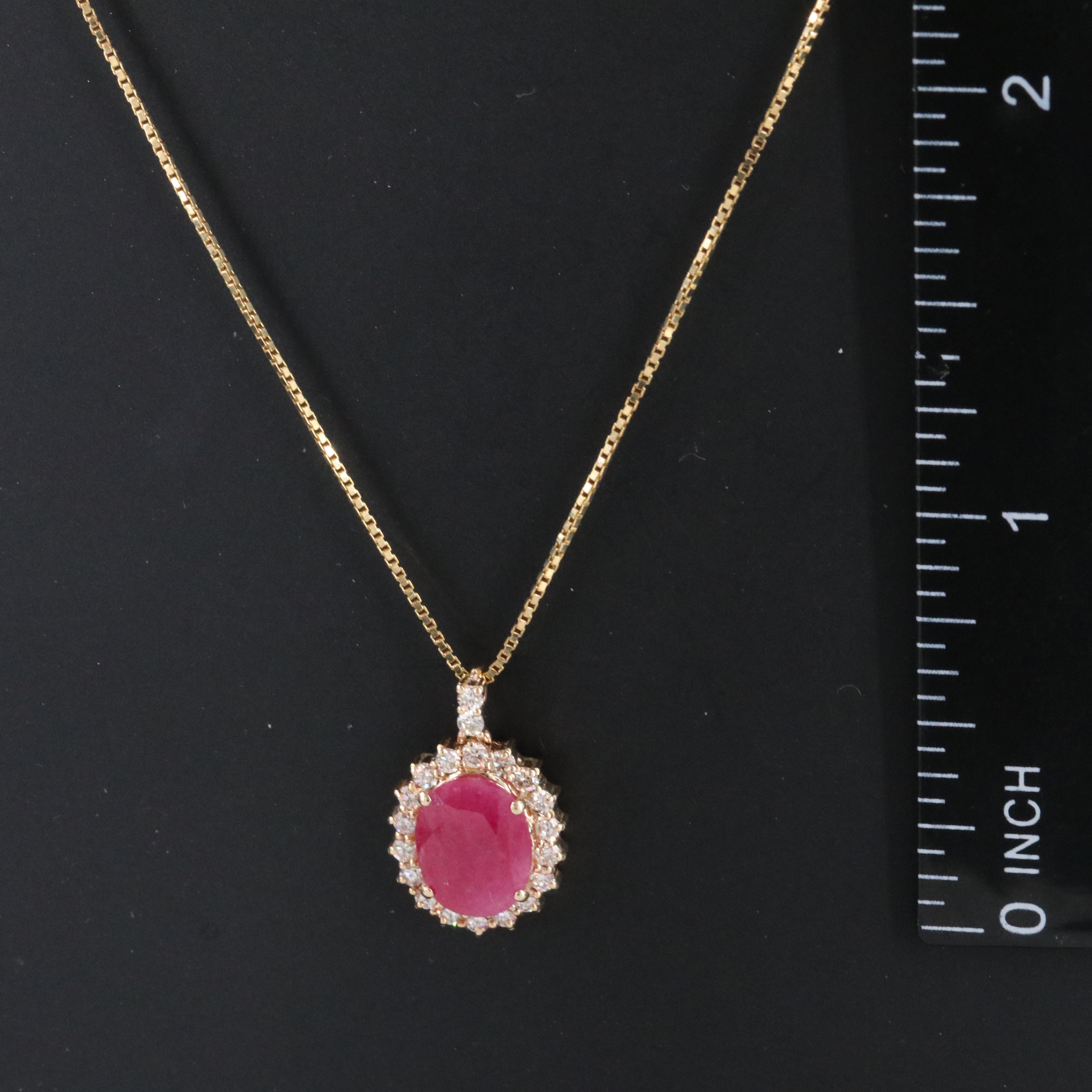 14K Ruby and Diamond Pendant Necklace