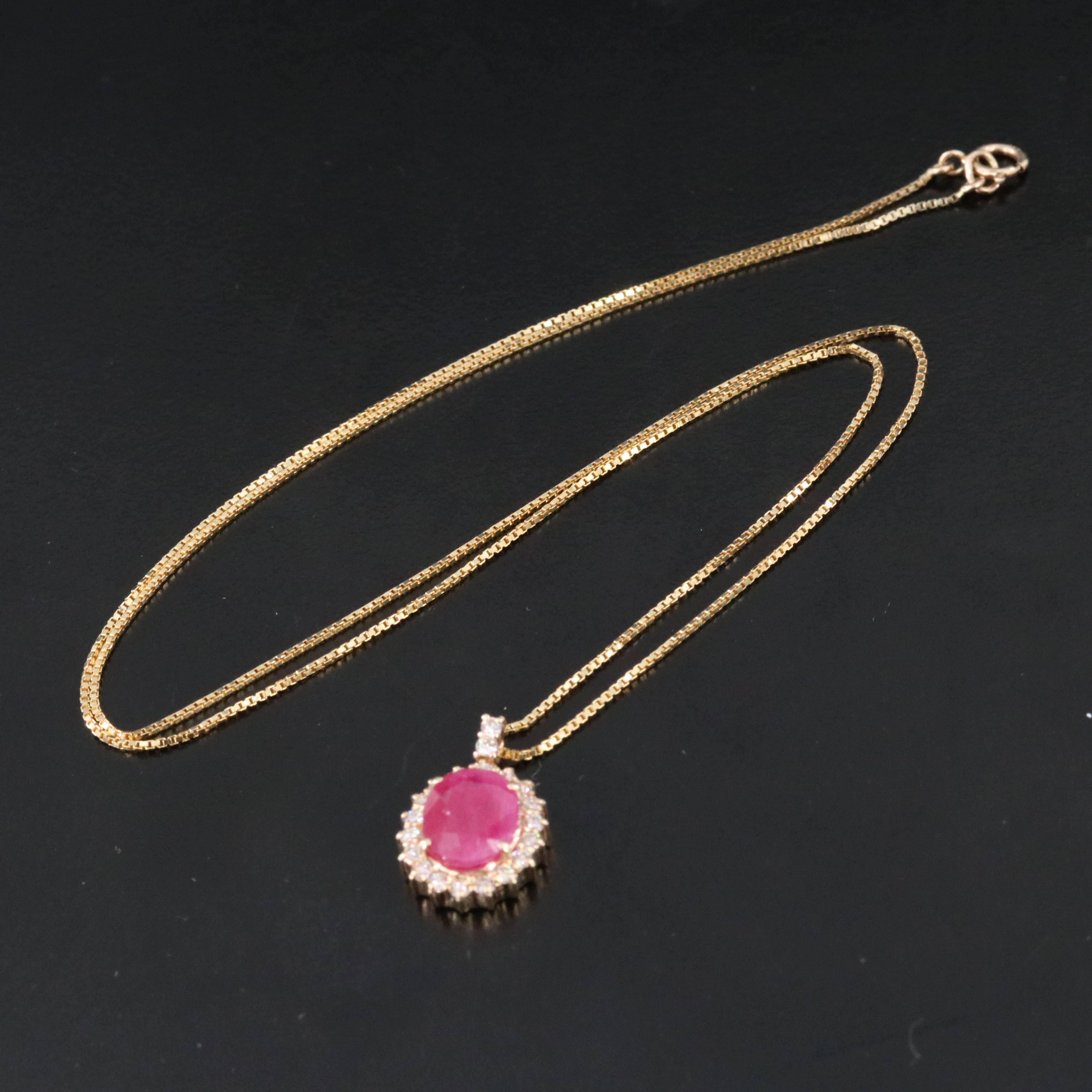 14K Ruby and Diamond Pendant Necklace