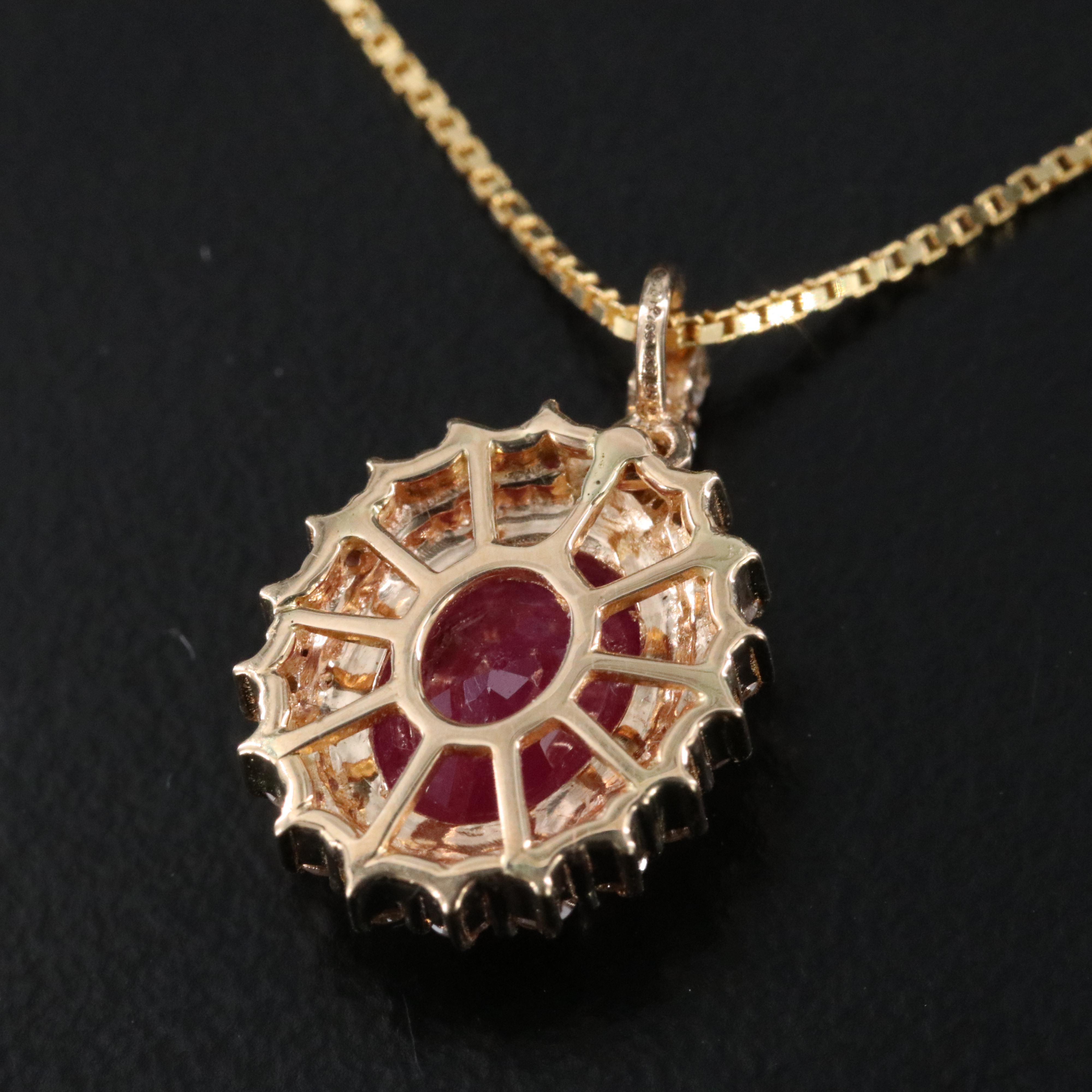 14K Ruby and Diamond Pendant Necklace