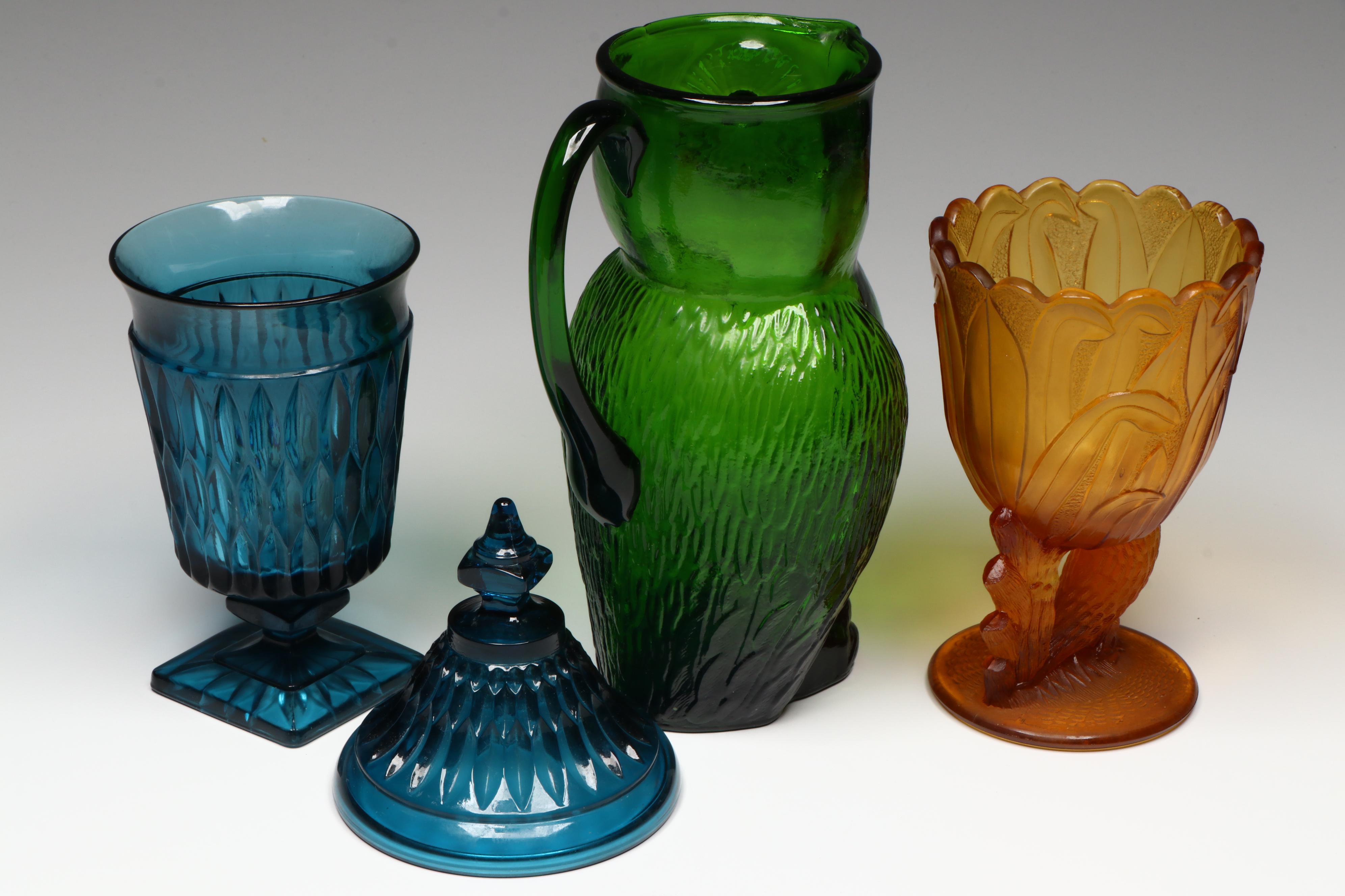 Fenton Marigold "Holly" Glass Bowl with Other American Glass Table Accessories