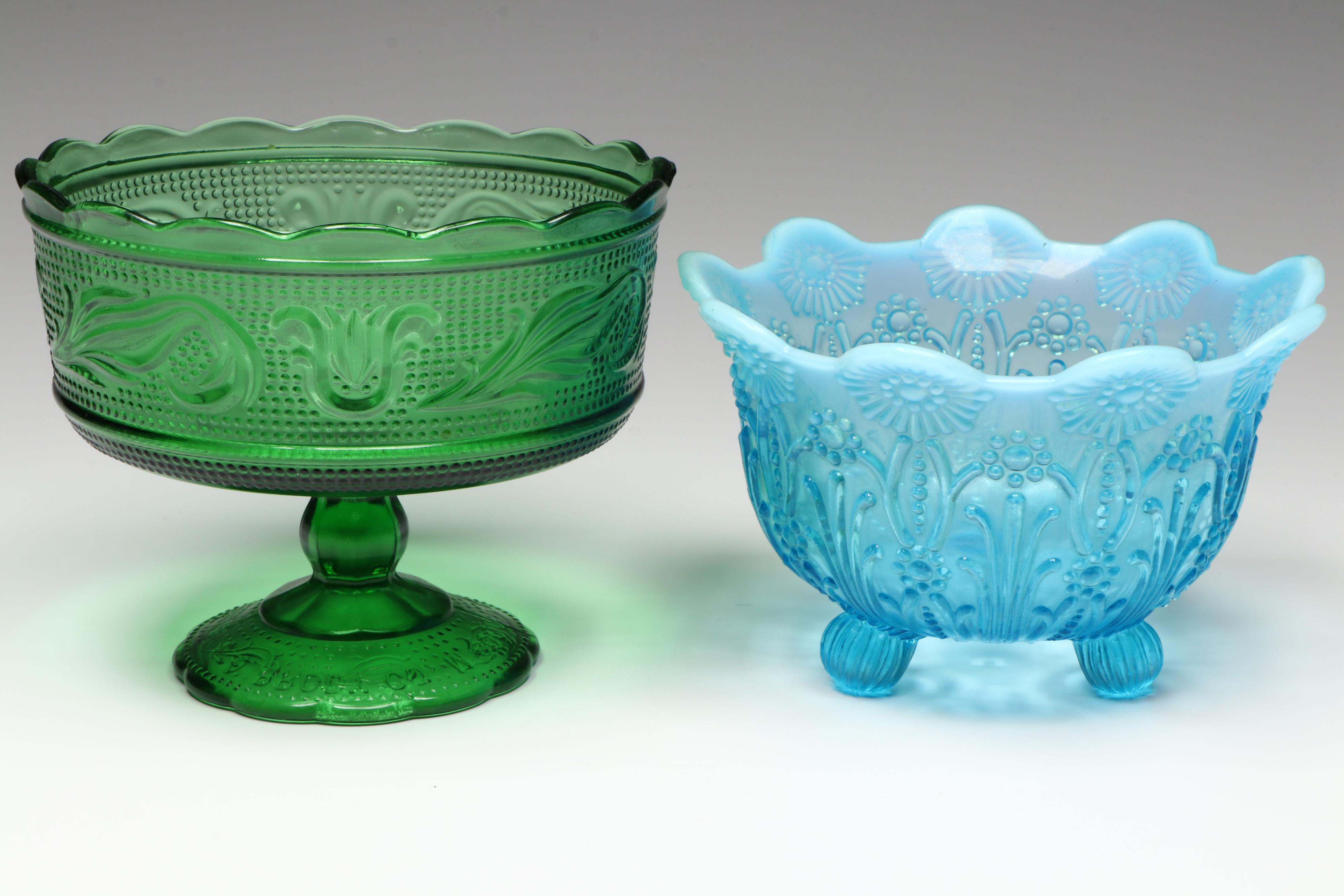 Fenton Marigold "Holly" Glass Bowl with Other American Glass Table Accessories