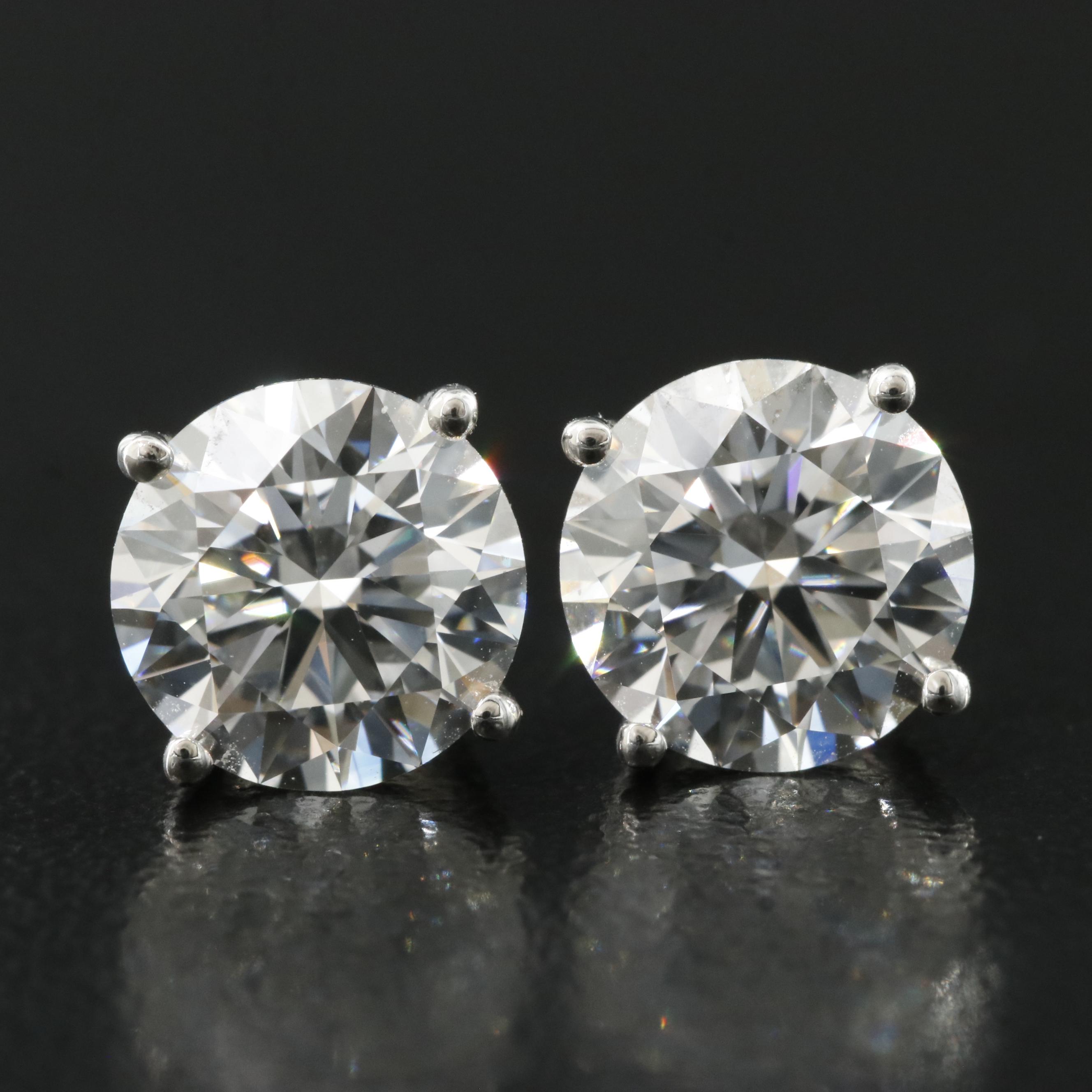 Platinum 3.12 CTW Lab Grown Diamond Stud Earrings with IGI Reports
