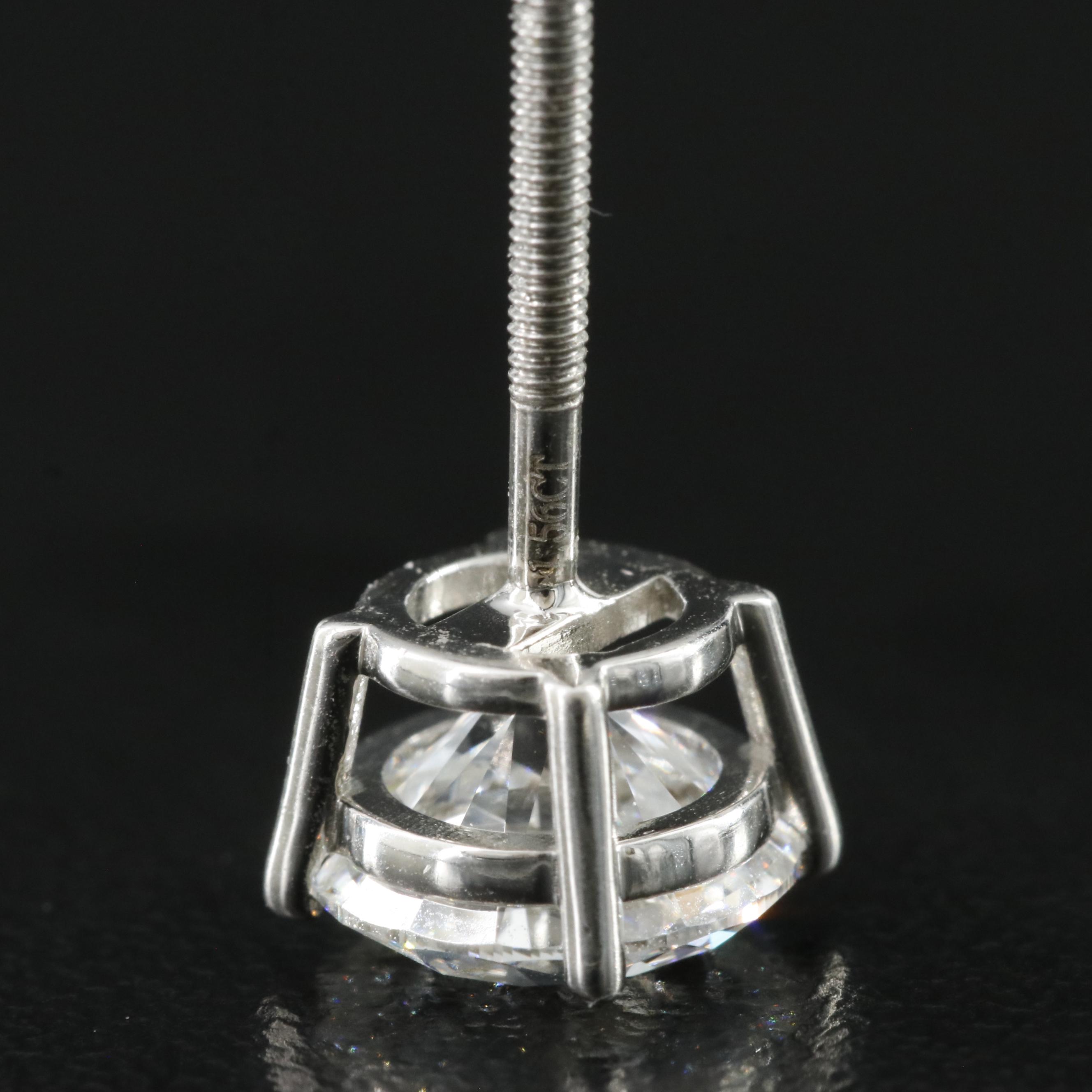 Platinum 3.12 CTW Lab Grown Diamond Stud Earrings with IGI Reports