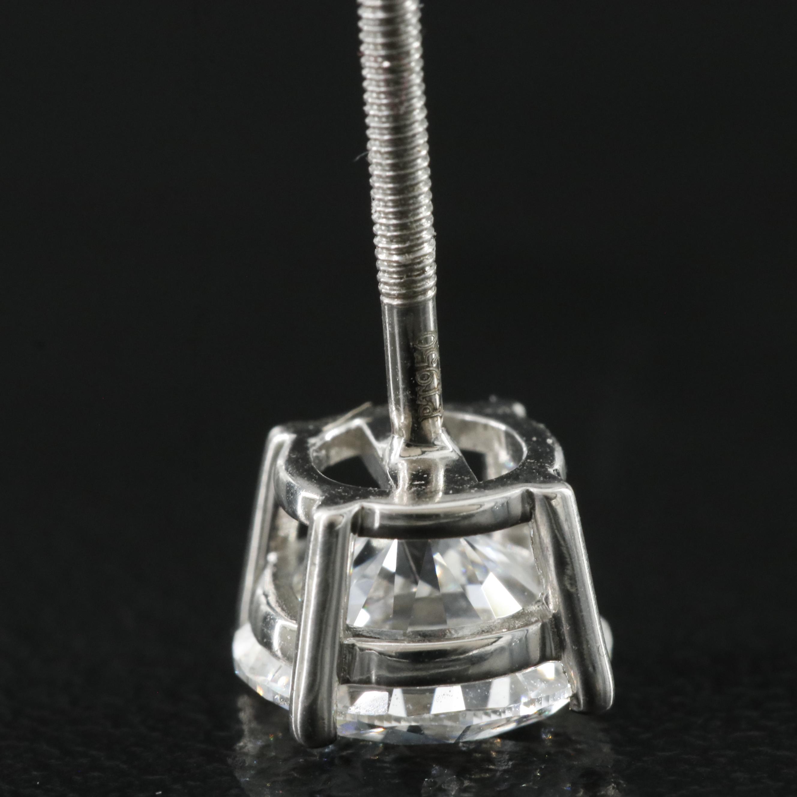 Platinum 3.12 CTW Lab Grown Diamond Stud Earrings with IGI Reports