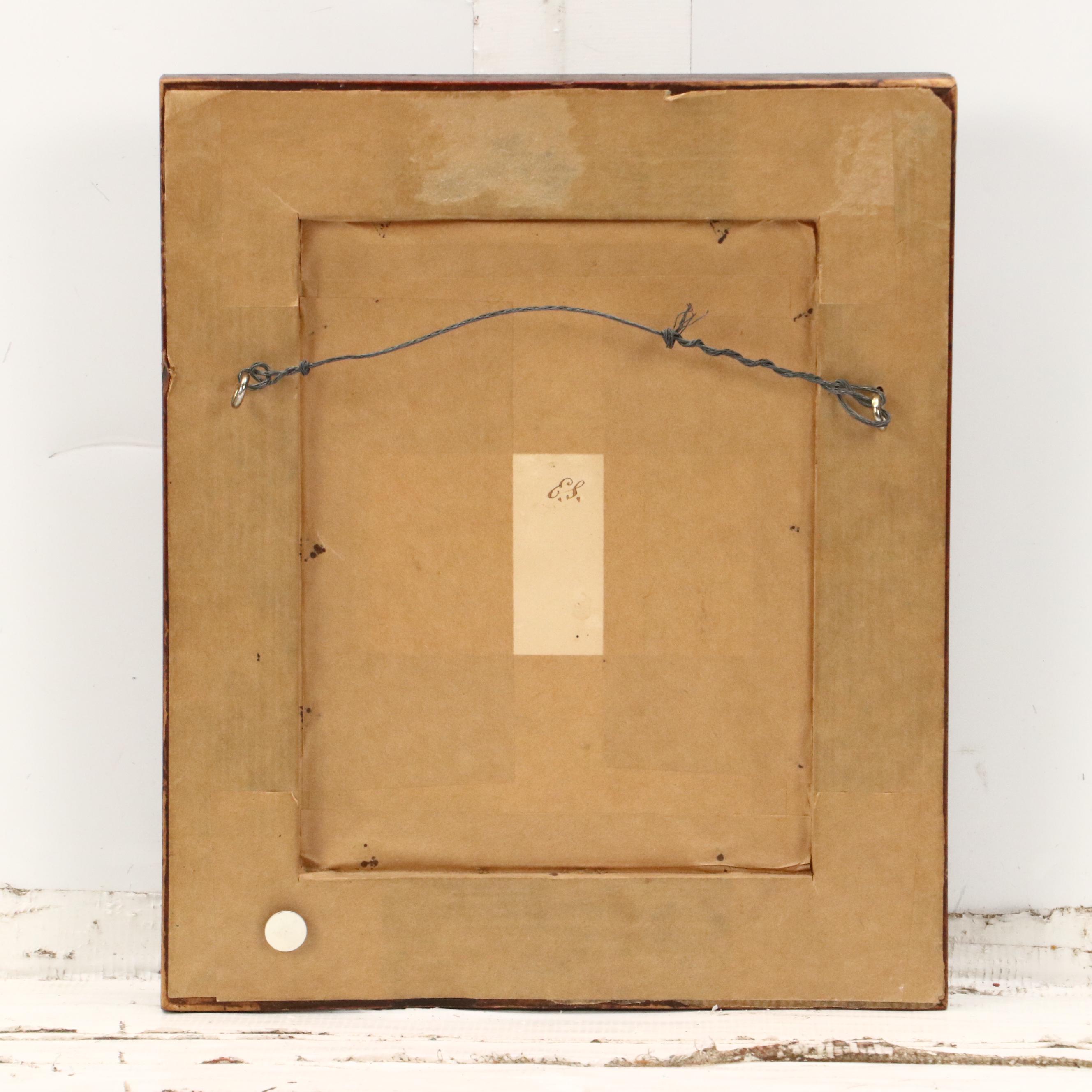 Colored Pencil and Watercolor Illustration Vase with Flowers, Early 20th Century