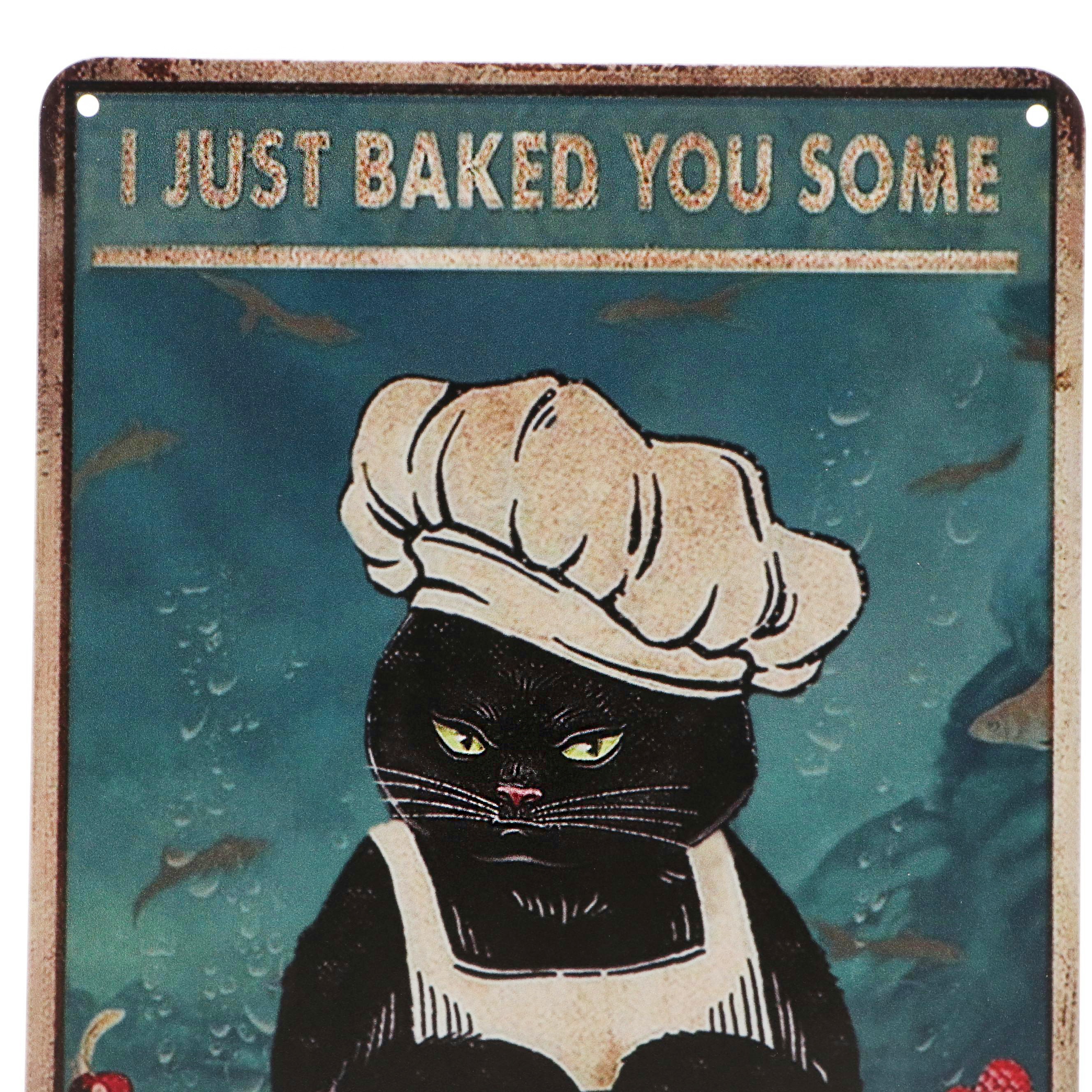 Humorous Black Cat "I Just Baked You Some ... Cupcakes" Printed Panel