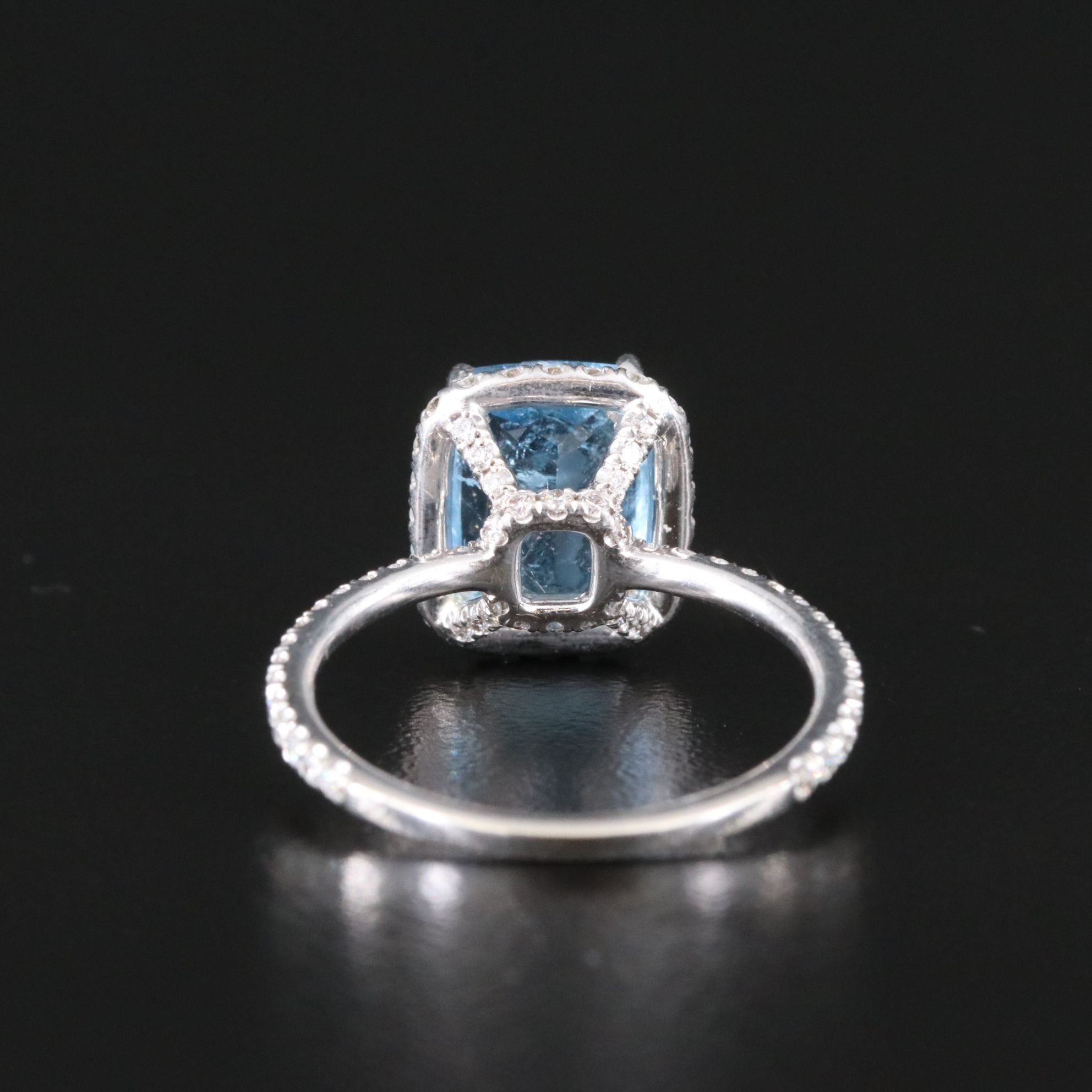 18K Aquamarine and 0.57 CTW Diamond Halo Ring