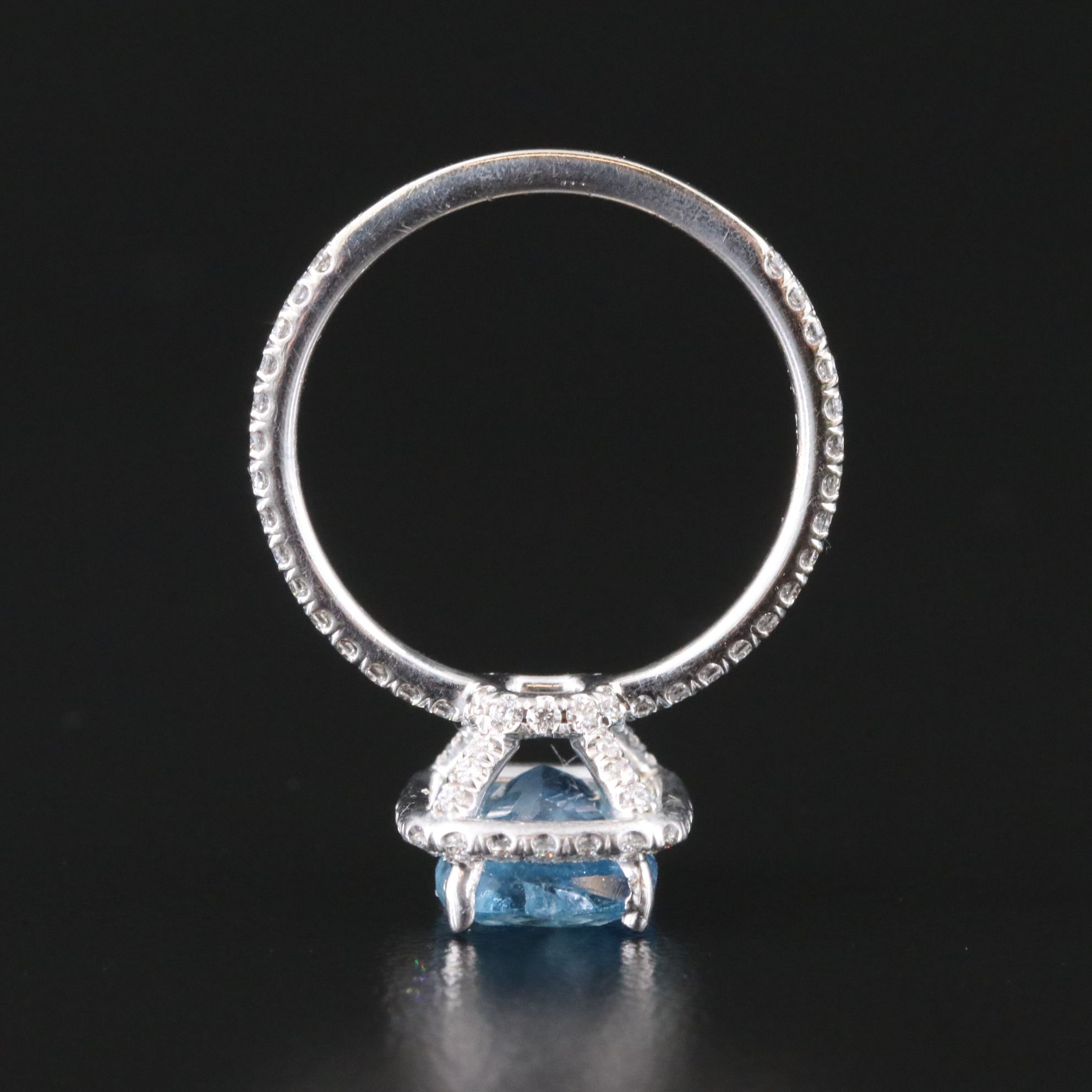 18K Aquamarine and 0.57 CTW Diamond Halo Ring