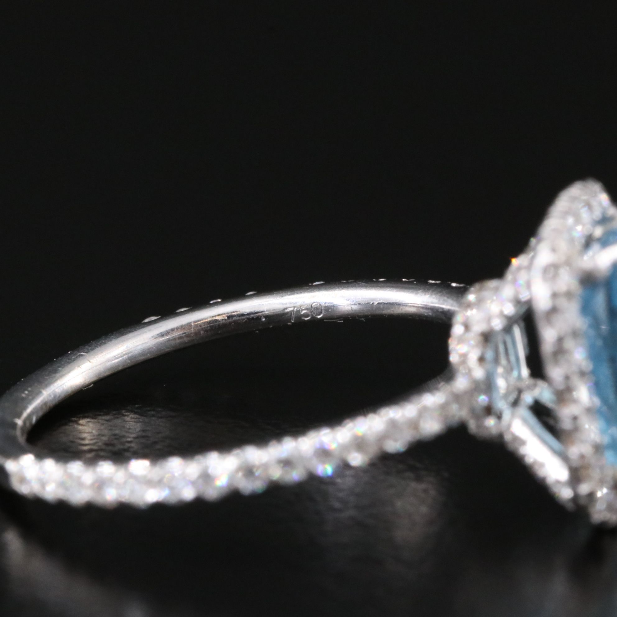 18K Aquamarine and 0.57 CTW Diamond Halo Ring